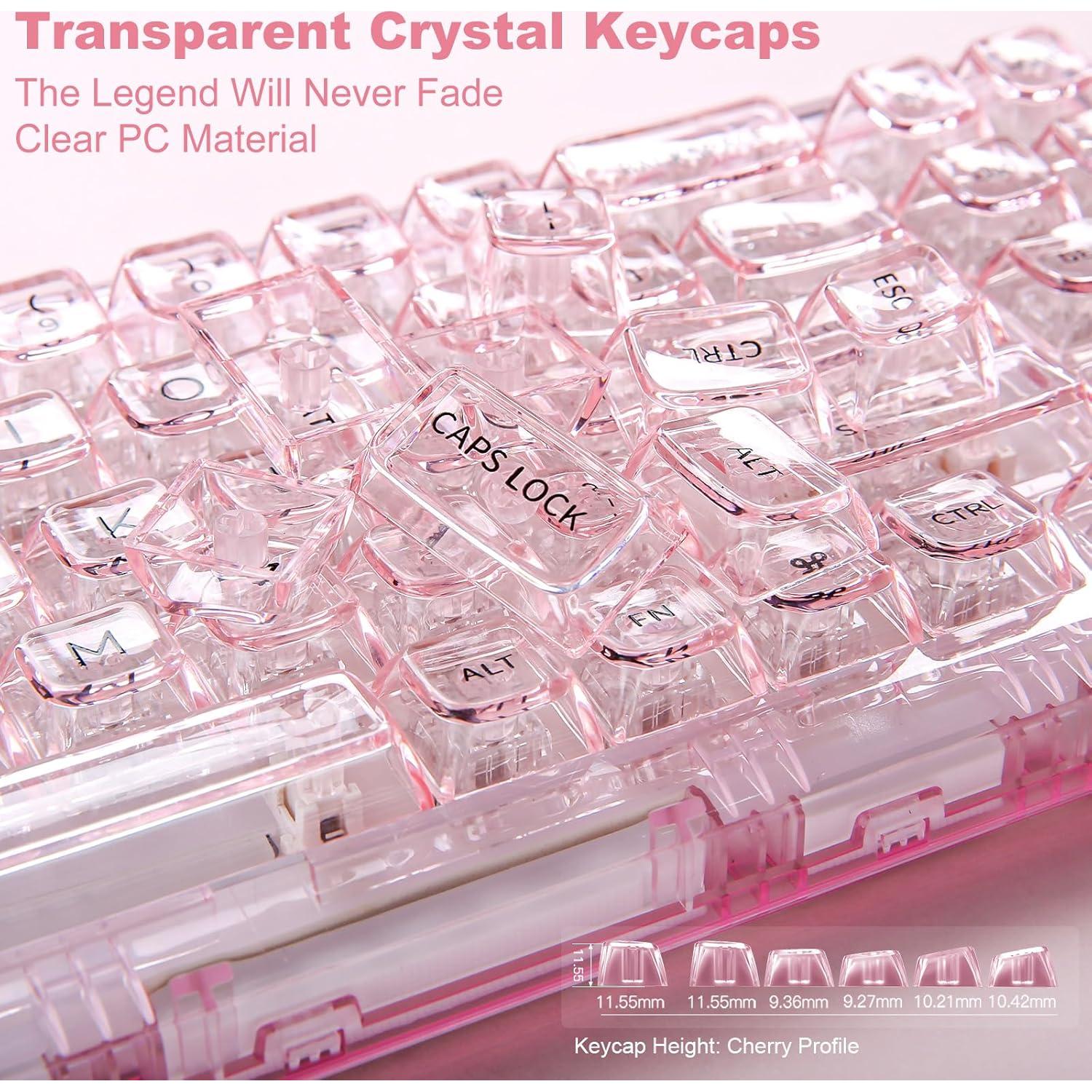 Teclado Mecánico Inalámbrico YUNZII X71 RGB 68% Rosa