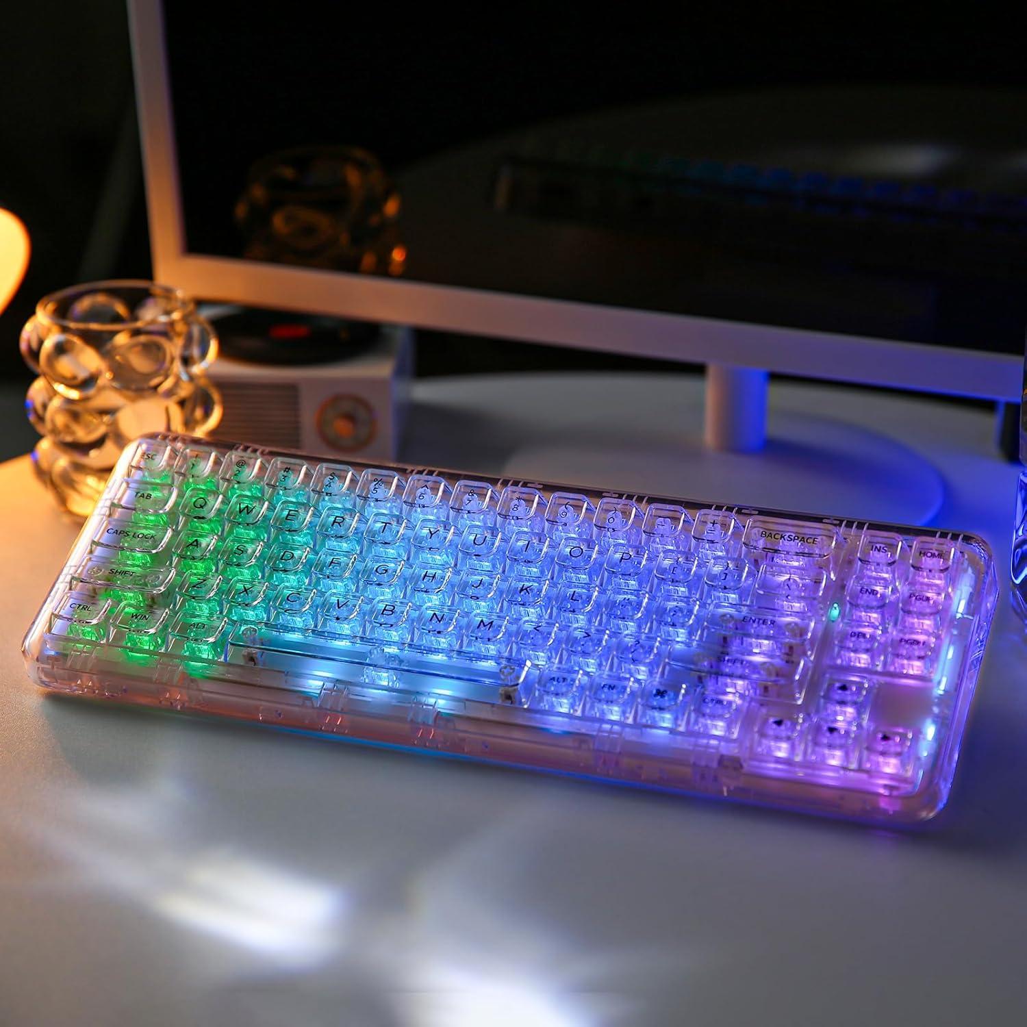 Teclado Mecánico Inalámbrico YUNZII X71 RGB 68% Rosa