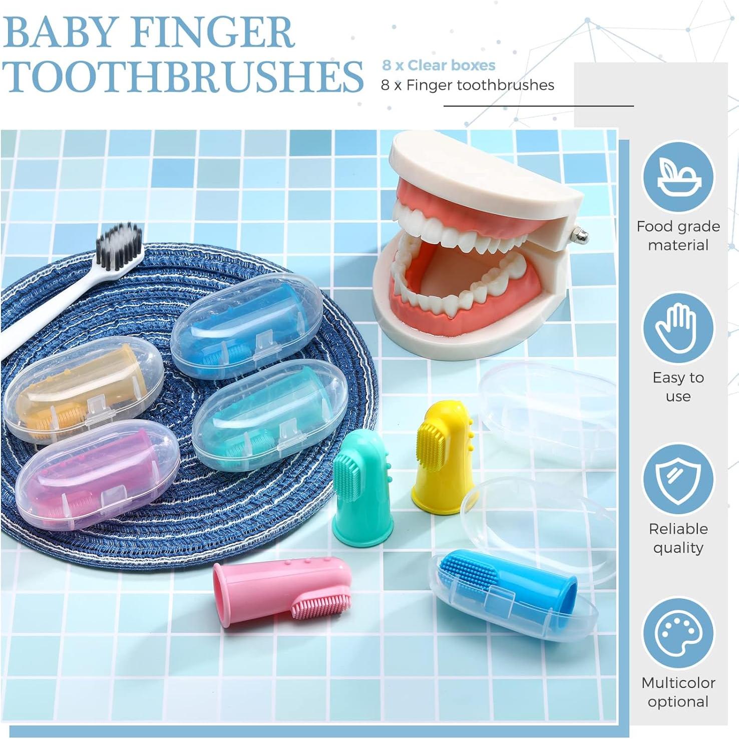 Zopeal 8 Cepillos de Dedo de Silicona para Bebés - Limpieza Oral