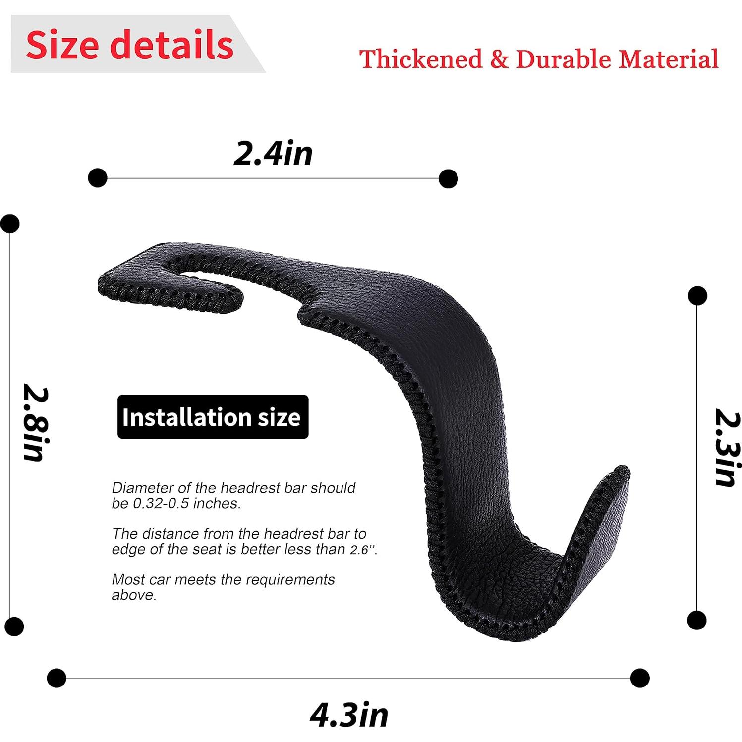 Gancho de reposacabezas Amooca negro - Organizador de coche 2 unidades