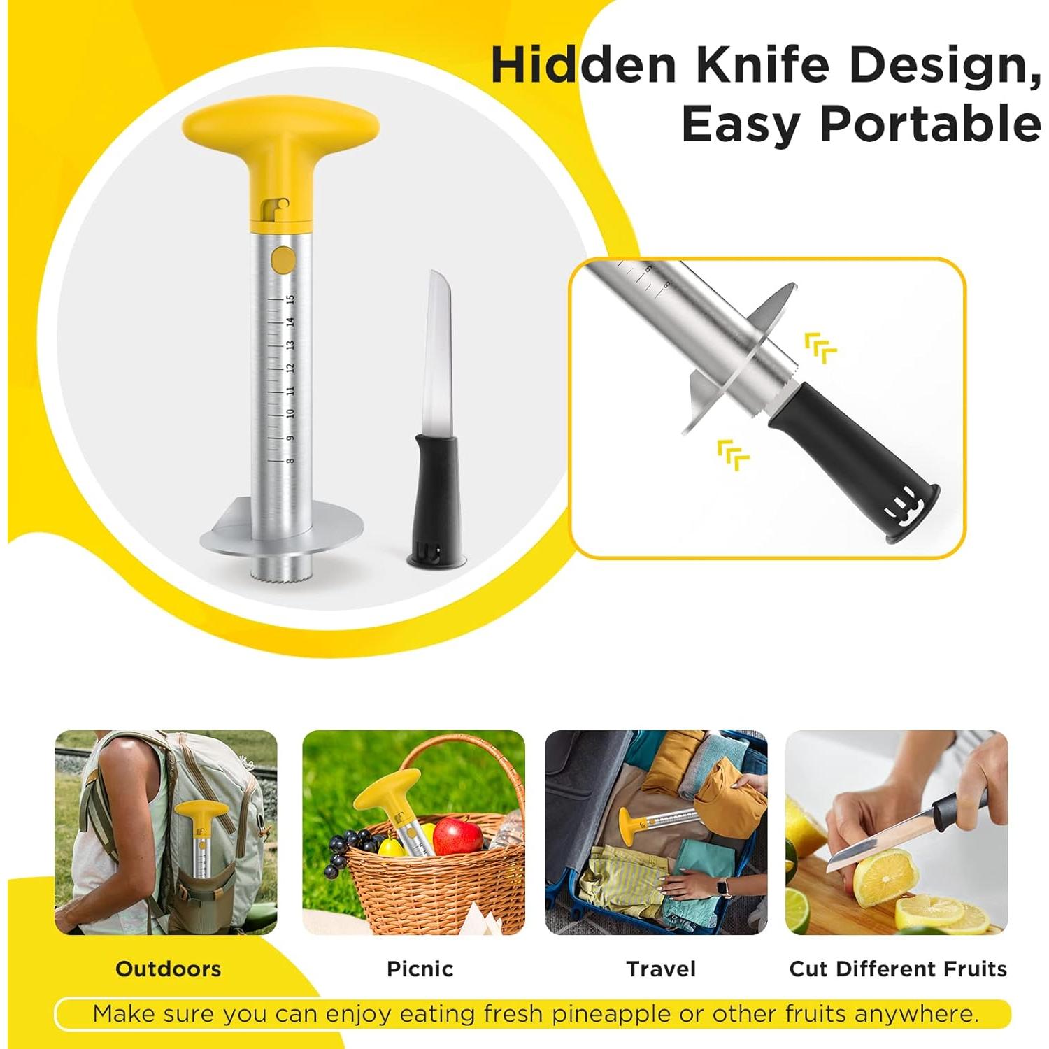 Cortador de Piña YYP Eléctrico y Manual con Cuchillo de Acero