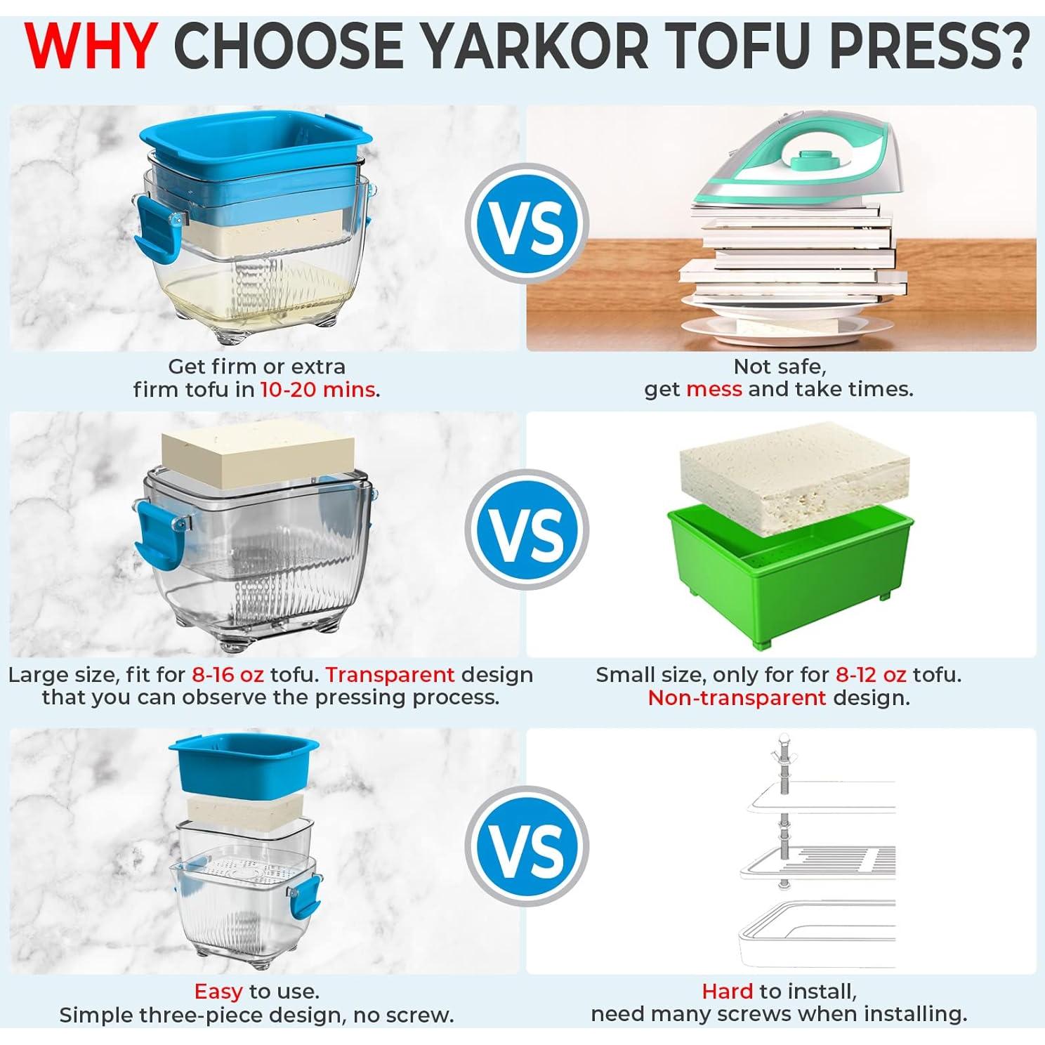 Prensa de Tofu Yarkor Grande 570g, Apta para Lavavajillas