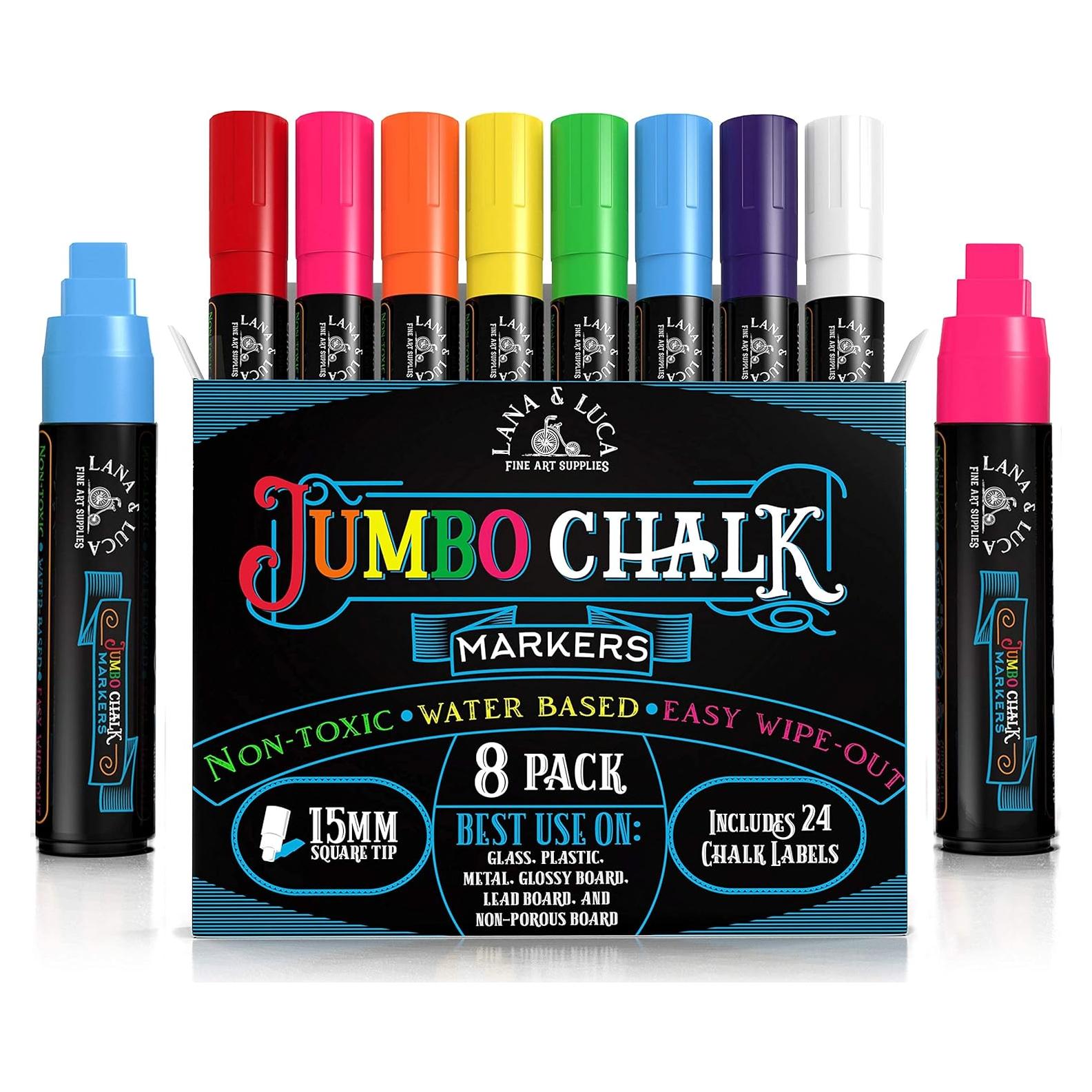 Marcadores de Tiza Líquida Jumbo LANA & LUCA 15mm Multicolor - Paquete de 8