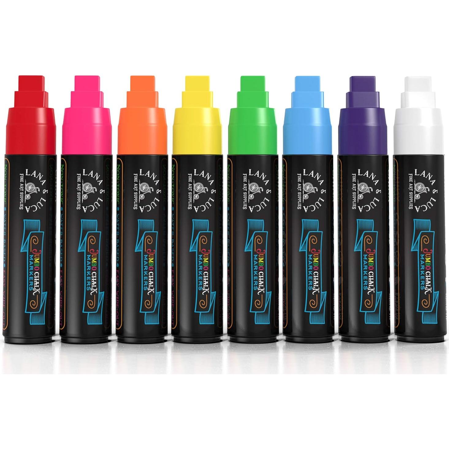 Marcadores de Tiza Líquida Jumbo LANA & LUCA 15mm Multicolor - Paquete de 8