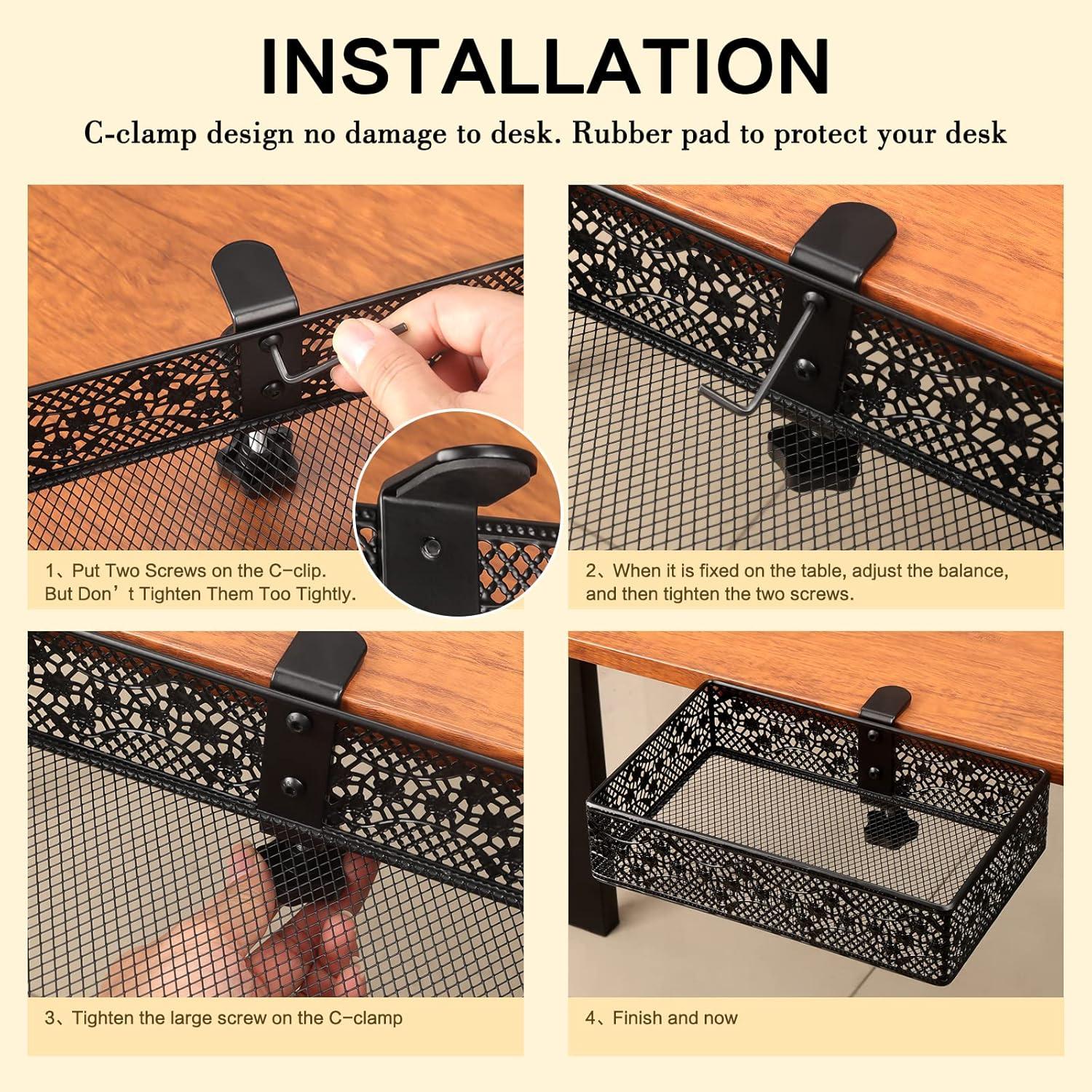 Organizador Bajo Escritorio Aurynns 2 Paquetes Negro