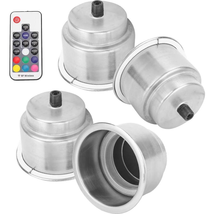 Soporte para Taza LED Ejoyous 4 Pcs Acero Inoxidable RGB