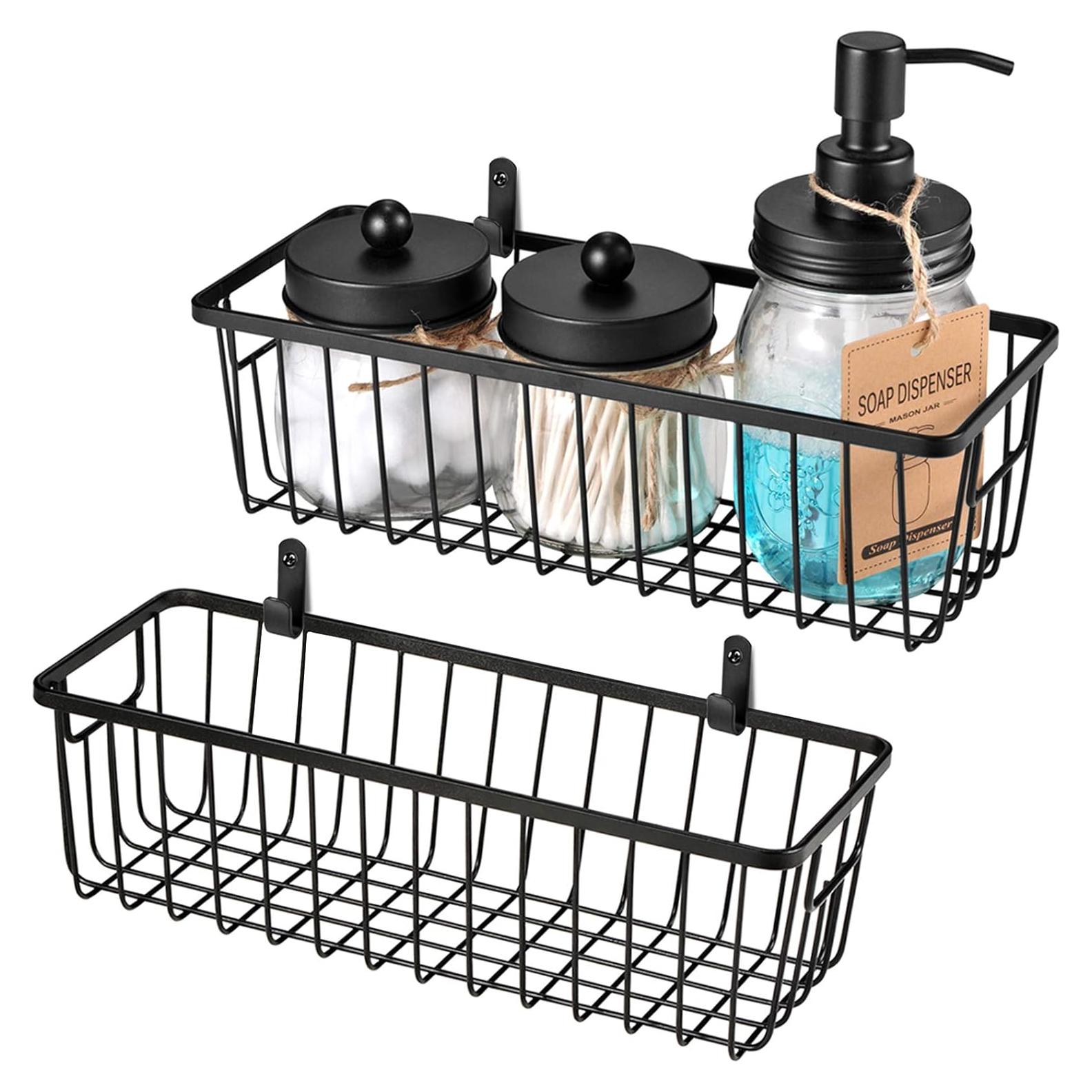 Cestas de Alambre Organizador de Baño SheeChung 2 Paquete Negro