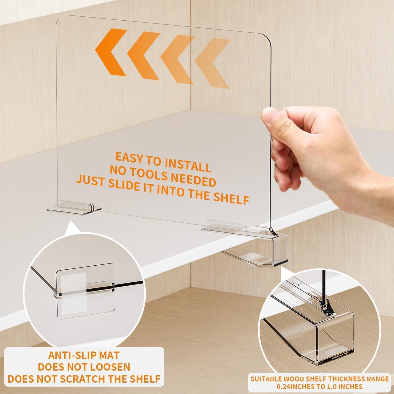 Divisores de Estante Acrílicos Yieach Ajustables 4 Pack