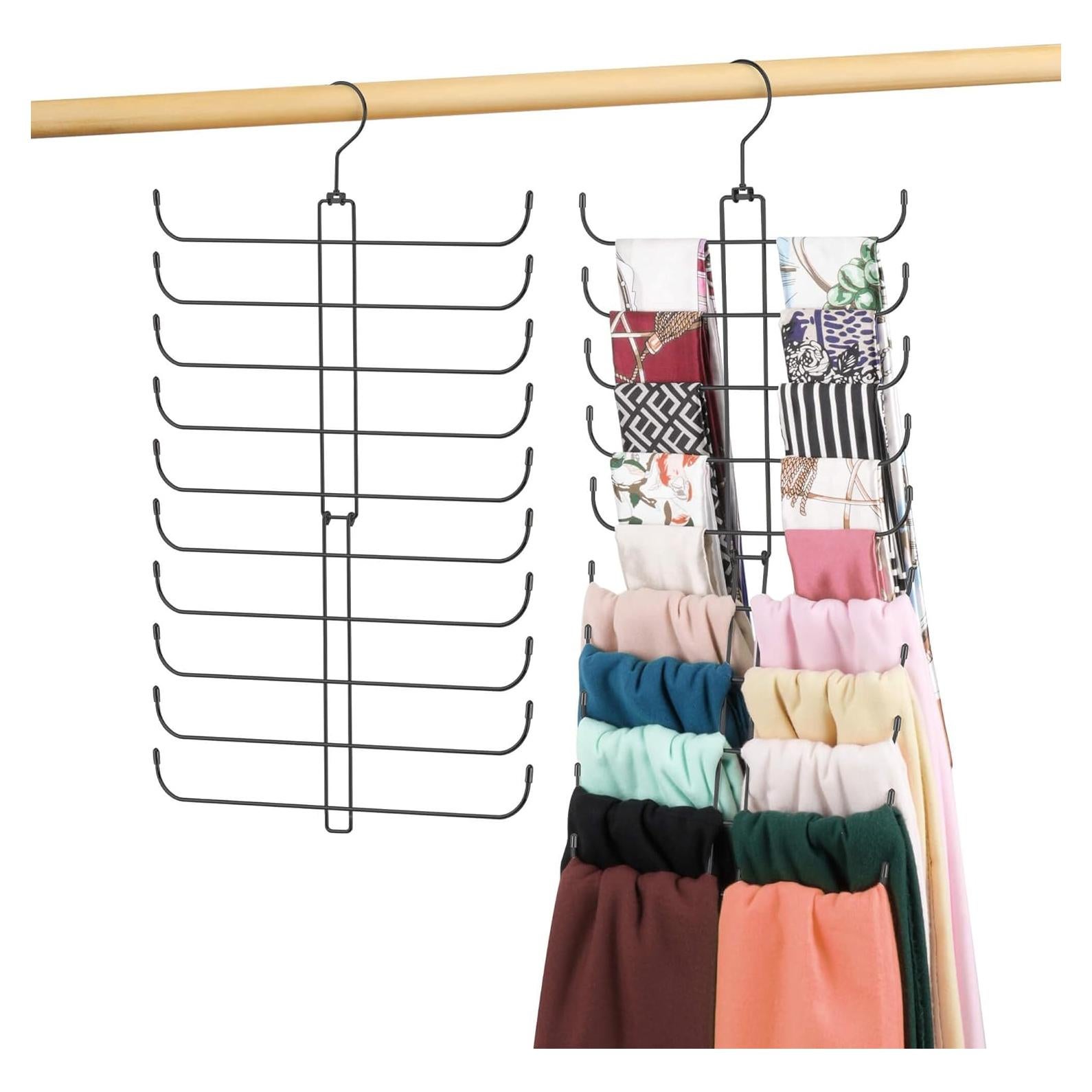 Perchero de Bufandas OMHOMETY Negro 20 Niveles Ahorra Espacio