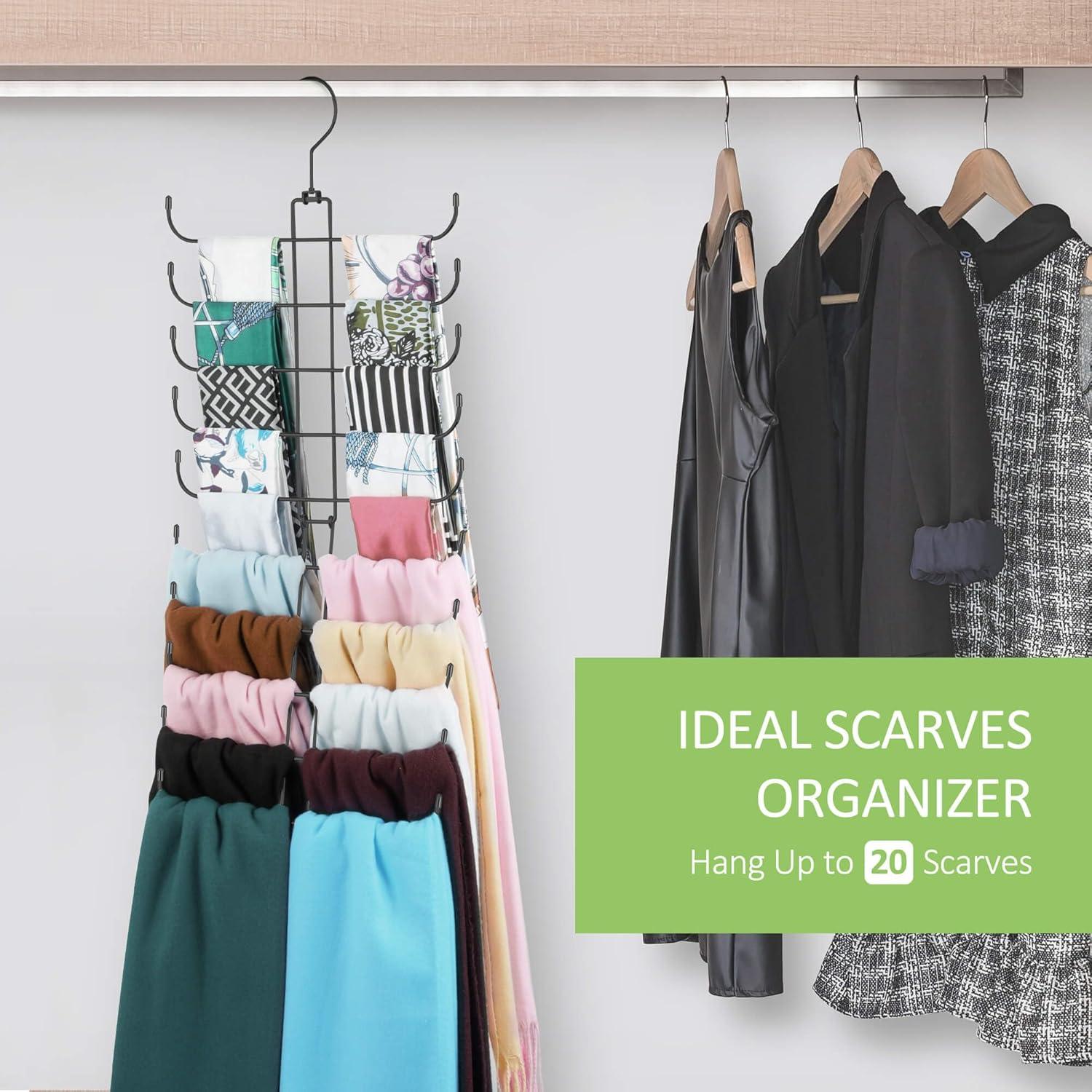 Perchero de Bufandas OMHOMETY Negro 20 Niveles Ahorra Espacio