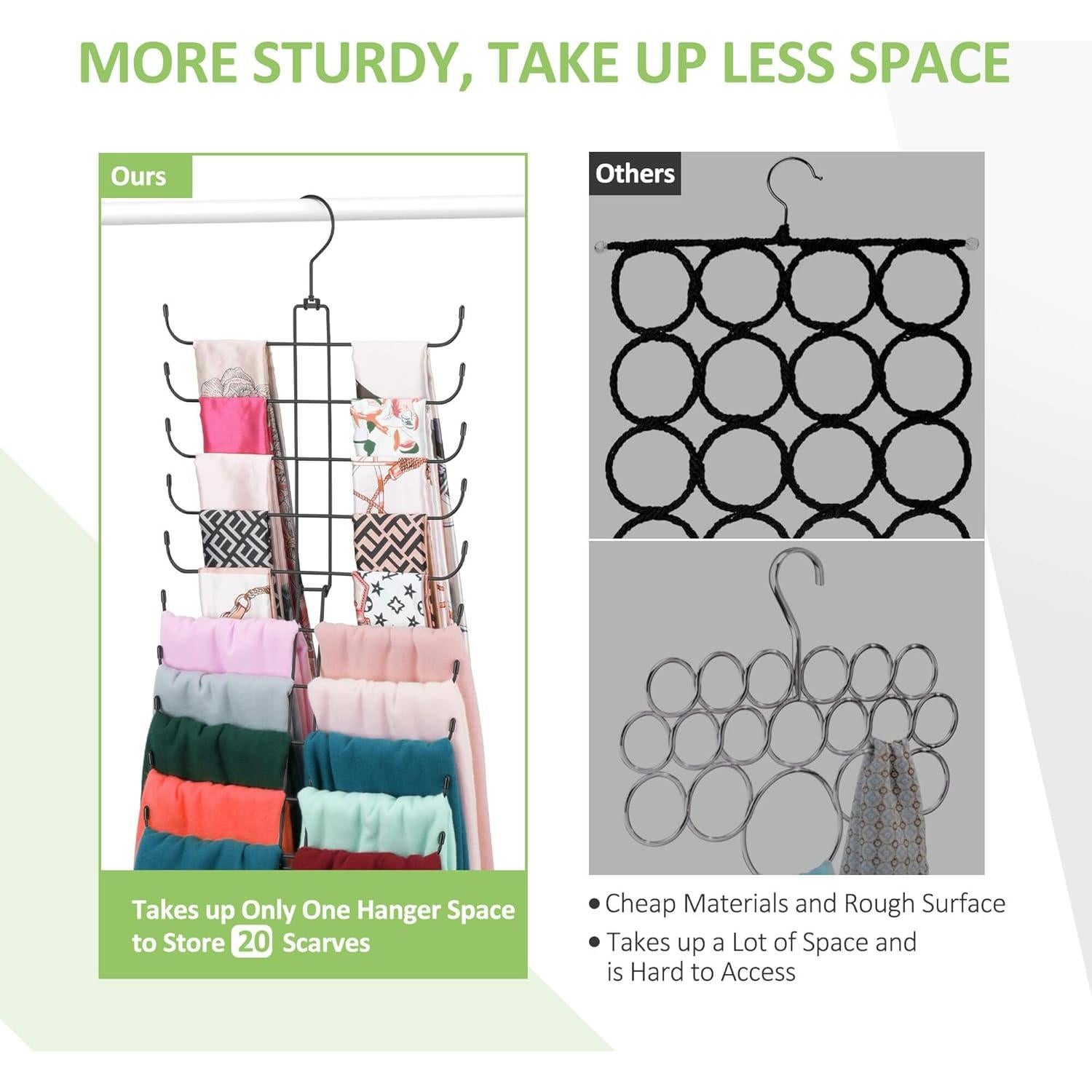 Perchero de Bufandas OMHOMETY Negro 20 Niveles Ahorra Espacio