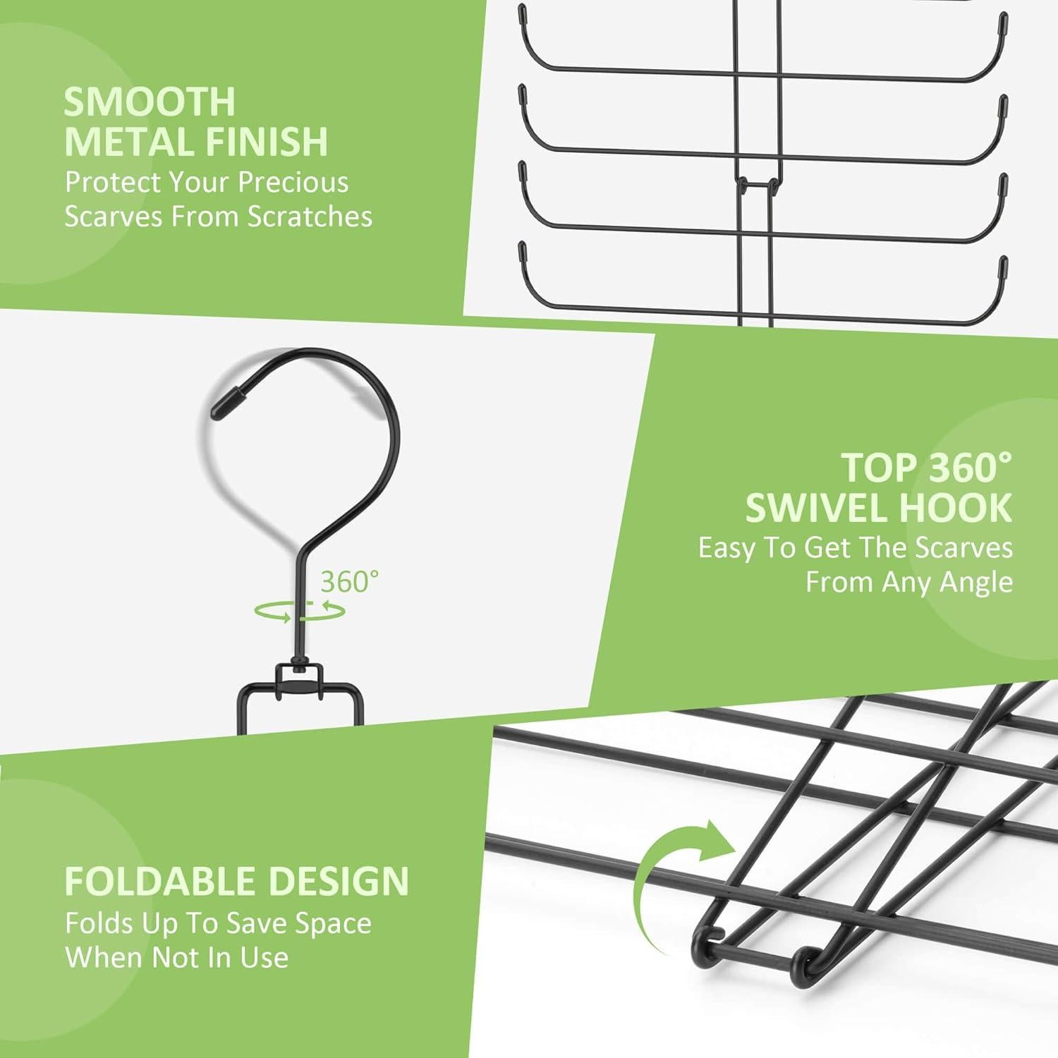 Perchero de Bufandas OMHOMETY Negro 20 Niveles Ahorra Espacio