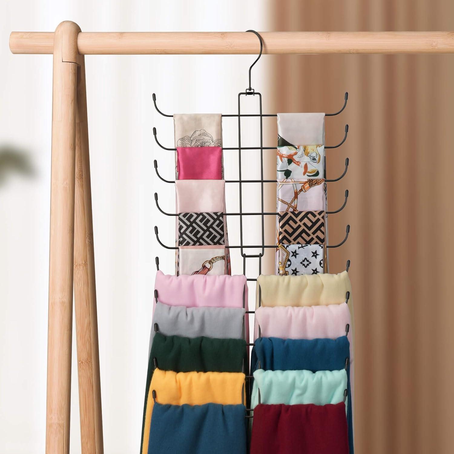 Perchero de Bufandas OMHOMETY Negro 20 Niveles Ahorra Espacio