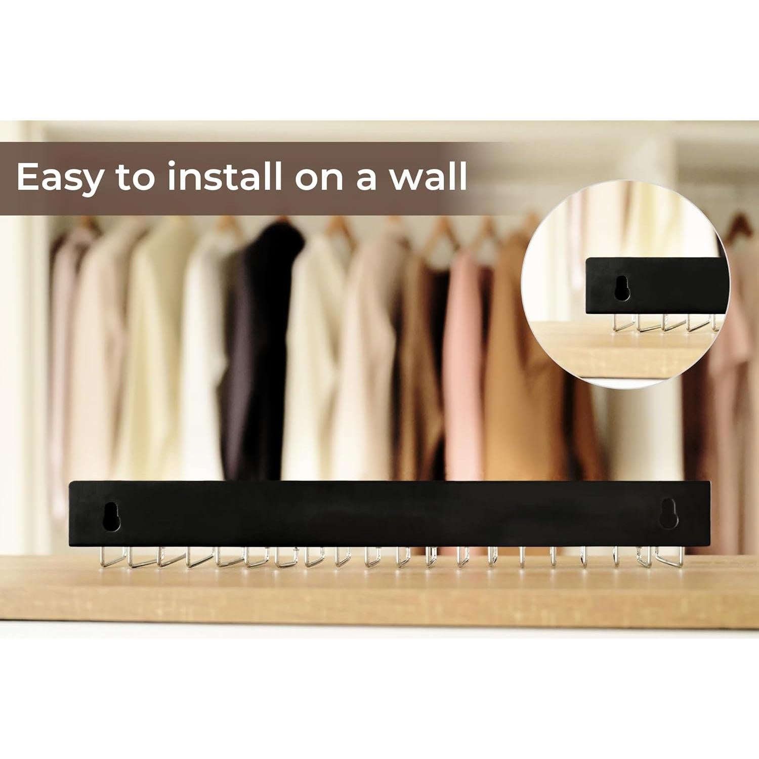 Soporte para Corbatas StorageWorks Negro con 20 Ganchos - 2 Piezas