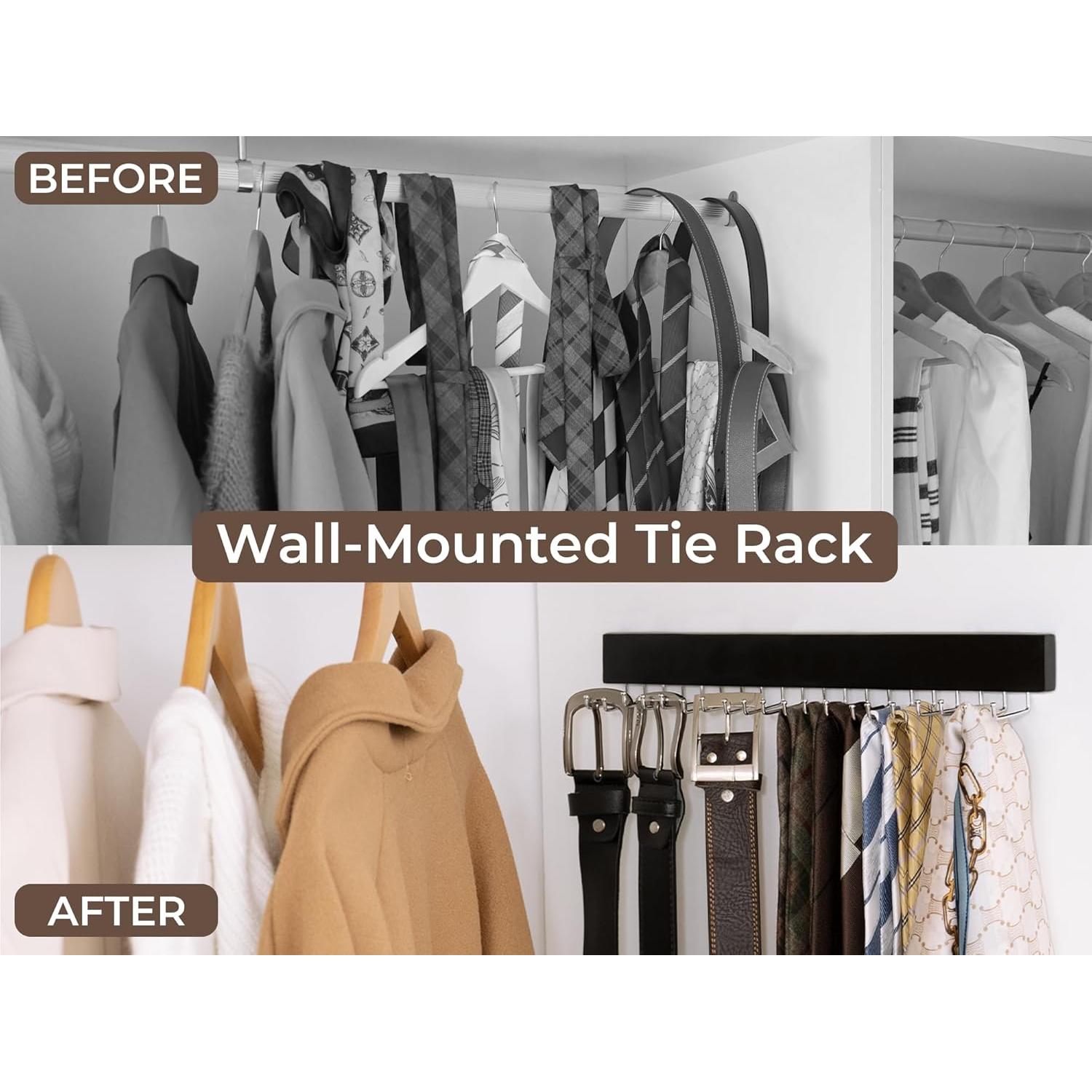 Soporte para Corbatas StorageWorks Negro con 20 Ganchos - 2 Piezas