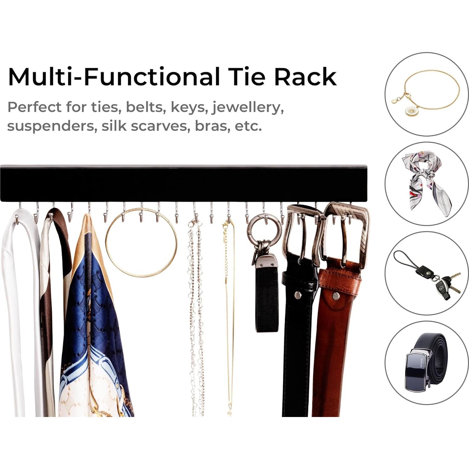 Soporte para Corbatas StorageWorks Negro con 20 Ganchos - 2 Piezas