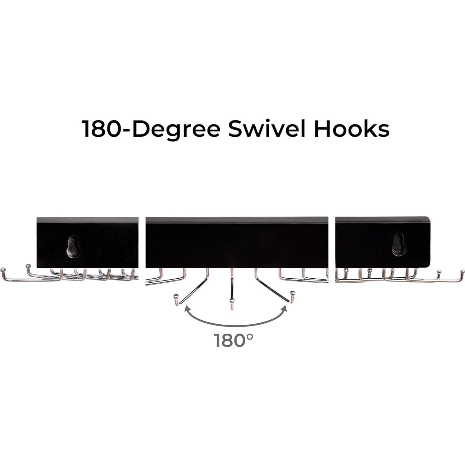 Soporte para Corbatas StorageWorks Negro con 20 Ganchos - 2 Piezas