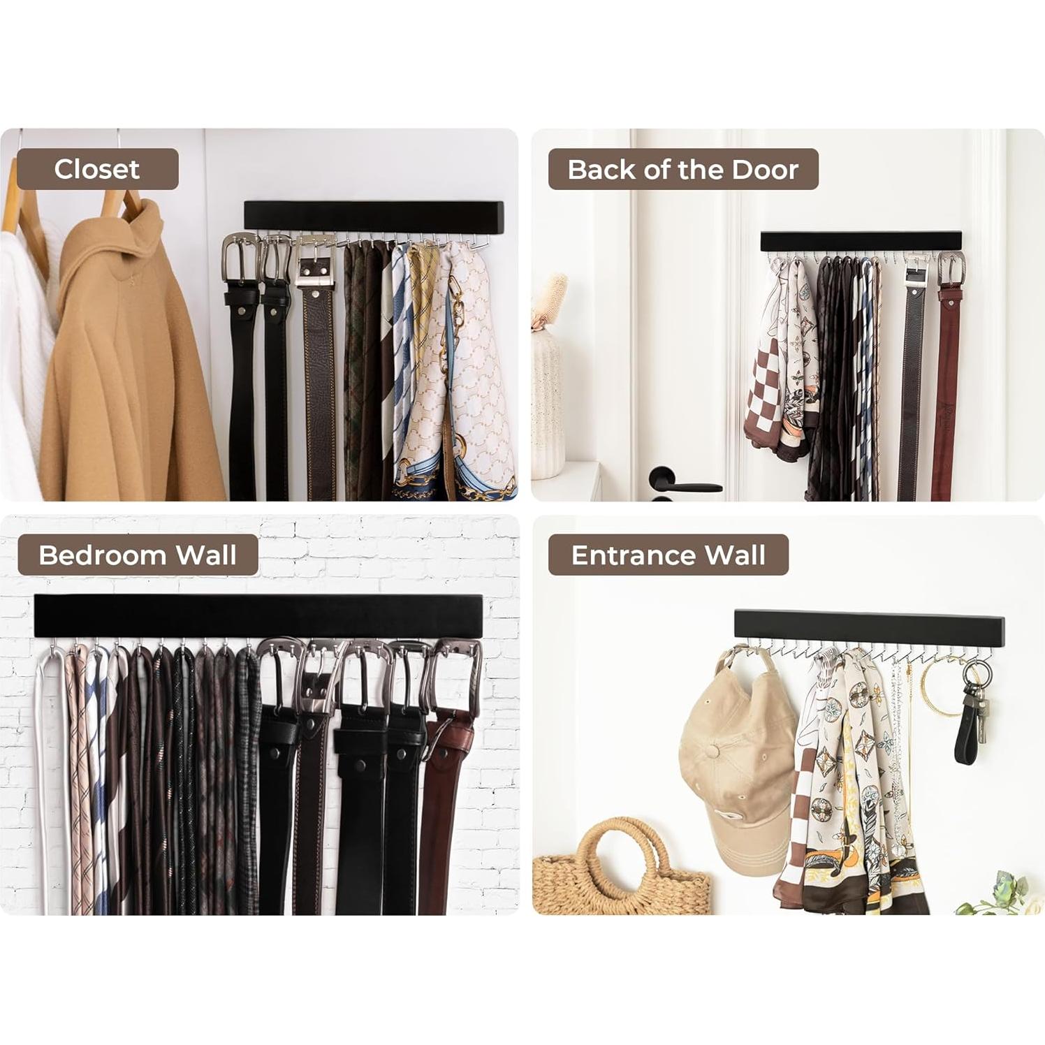 Soporte para Corbatas StorageWorks Negro con 20 Ganchos - 2 Piezas