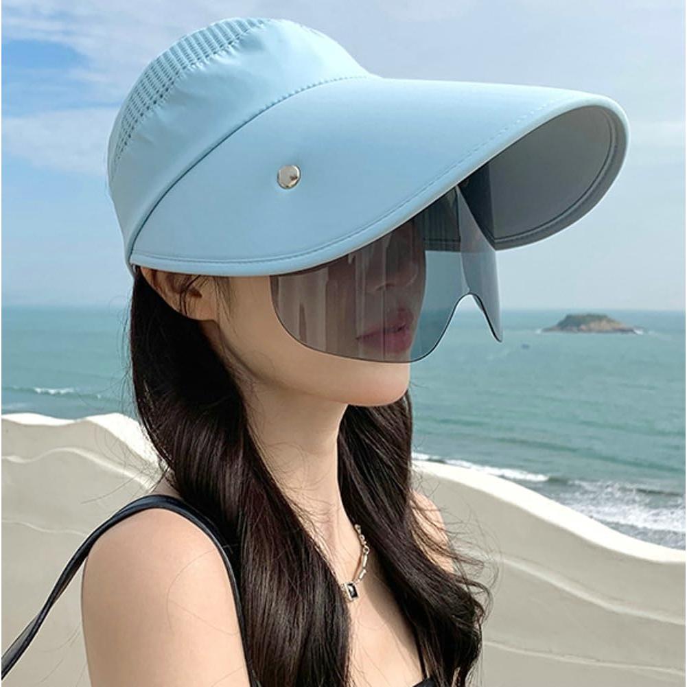 Sombrero de Sol Grande con Gafas UV Ajustables para Mujeres