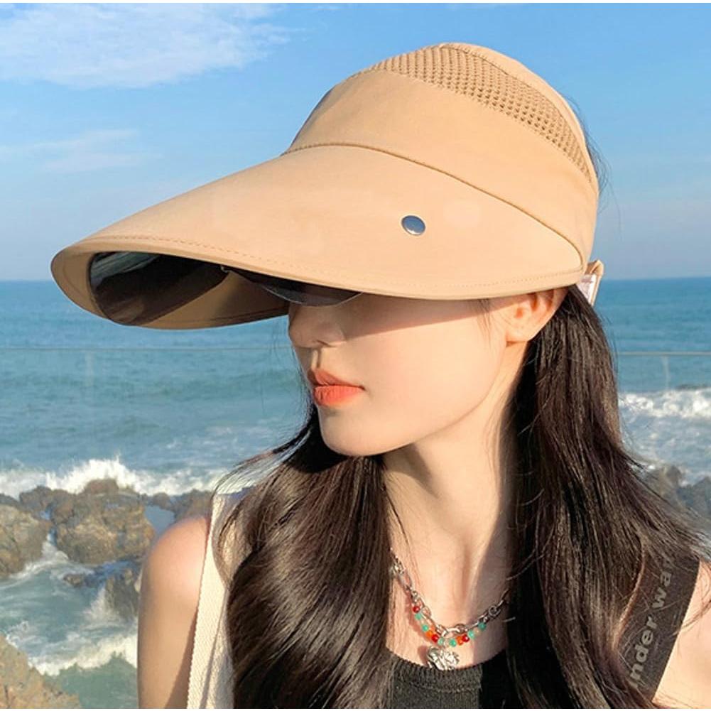 Sombrero de Sol Grande con Gafas UV Ajustables para Mujeres