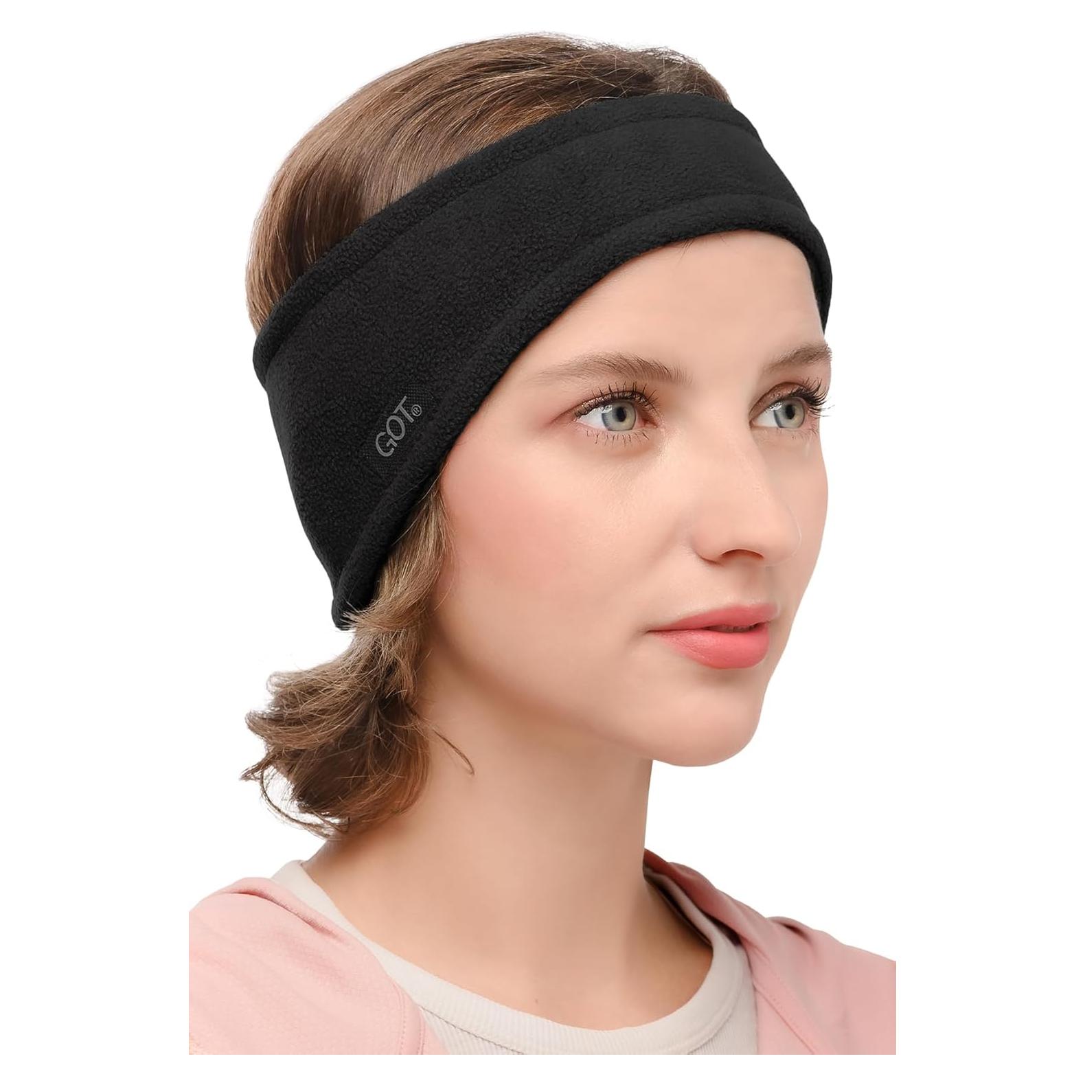 Banda Calentadora de Orejas GOT Sports para Mujeres - Forro Polar Negro
