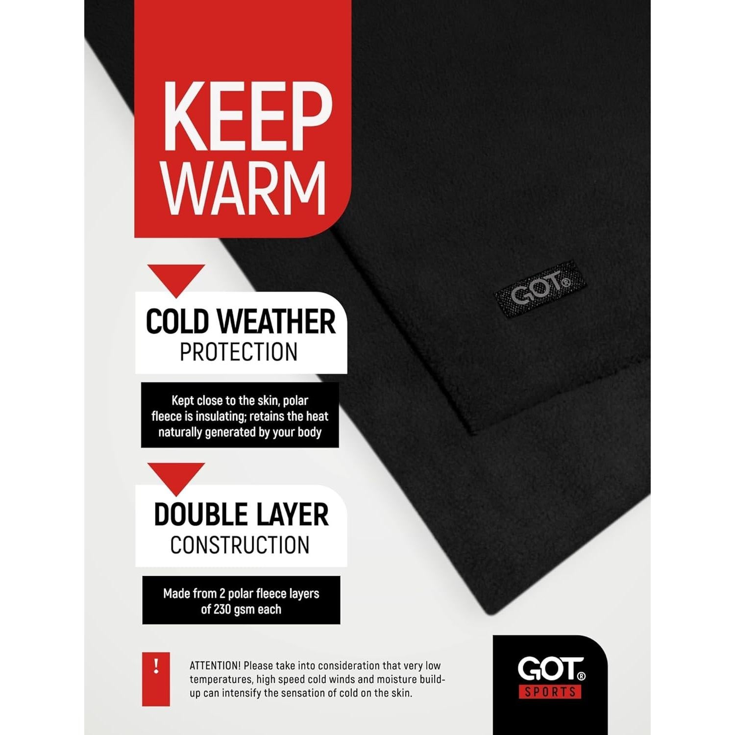 Banda Calentadora de Orejas GOT Sports para Mujeres - Forro Polar Negro