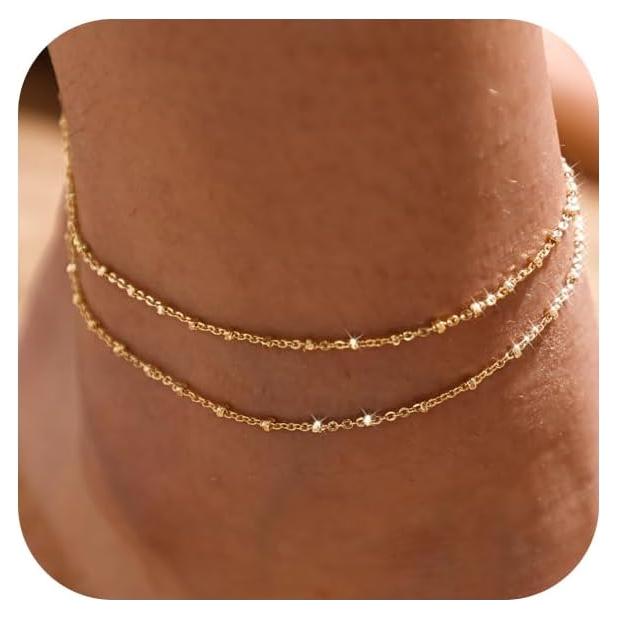 Tobilleras de Oro 14K y Plata Ajustables para Mujeres