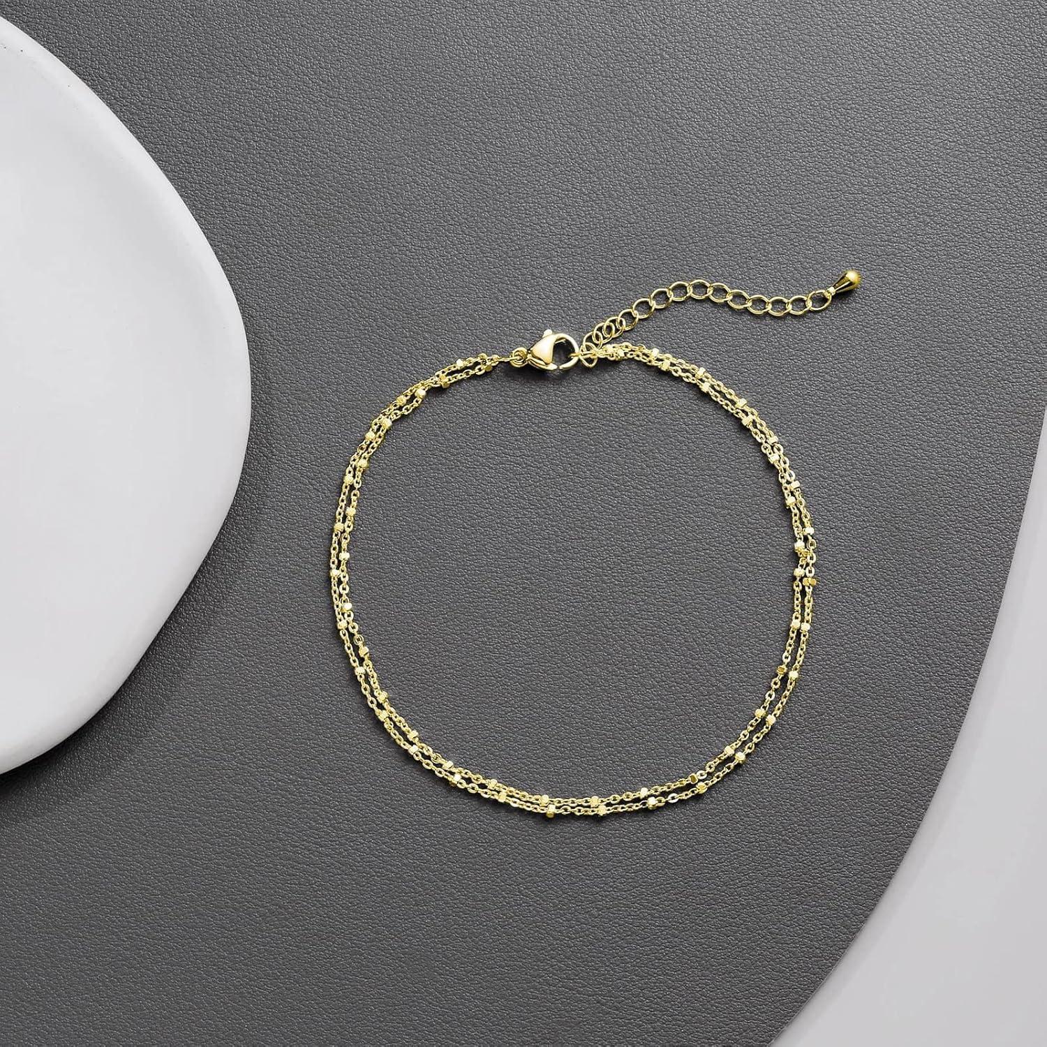 Tobilleras de Oro 14K y Plata Ajustables para Mujeres