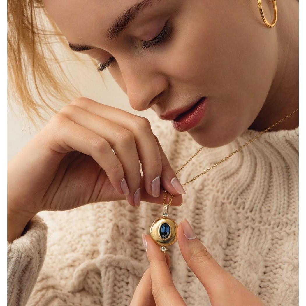 Collar Medallón de Corazón Aobei Pearl Oro 18K con Cadena 50cm