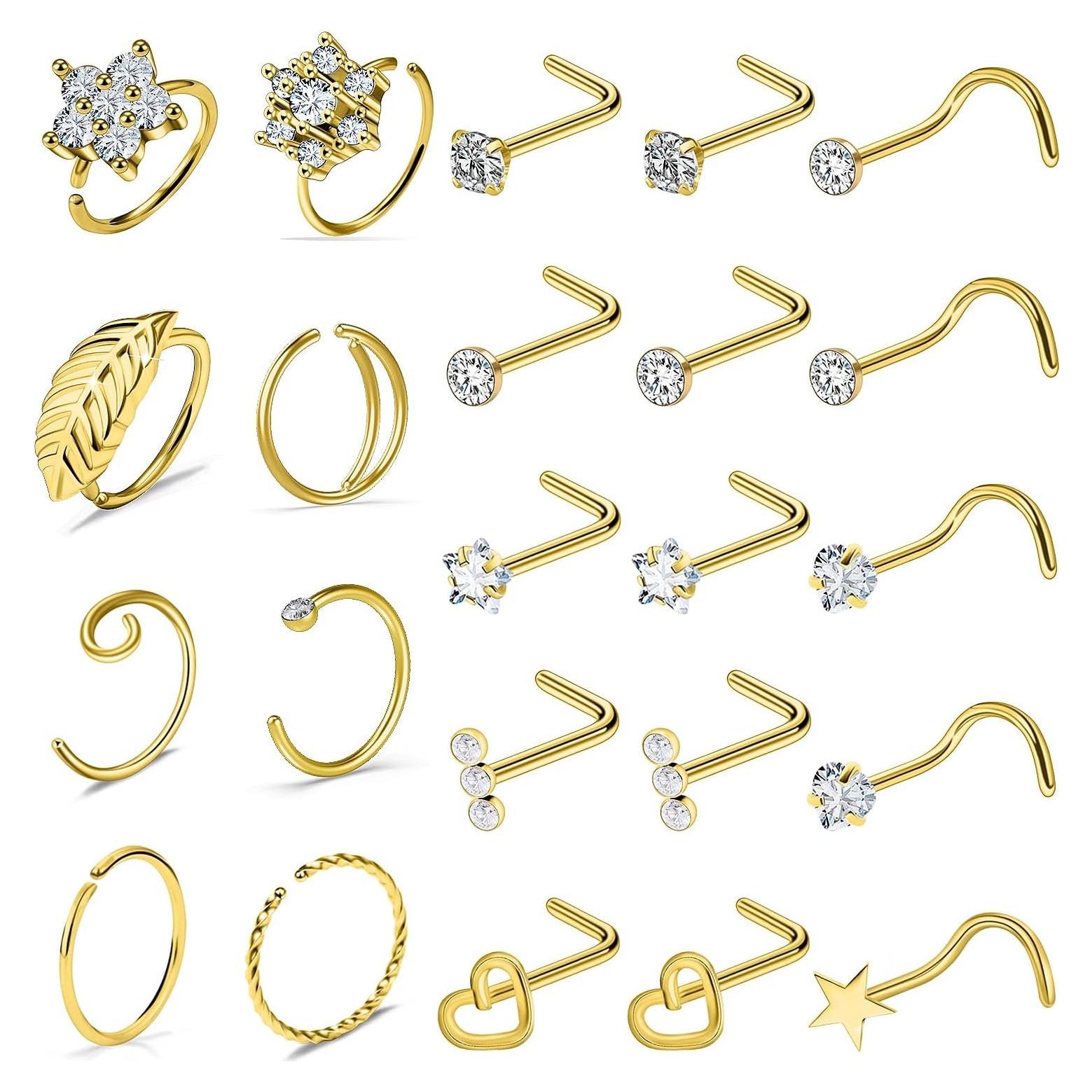 Anillos de Nariz Kridzisw 18G Acero Quirúrgico Hipoalergénico 42pcs