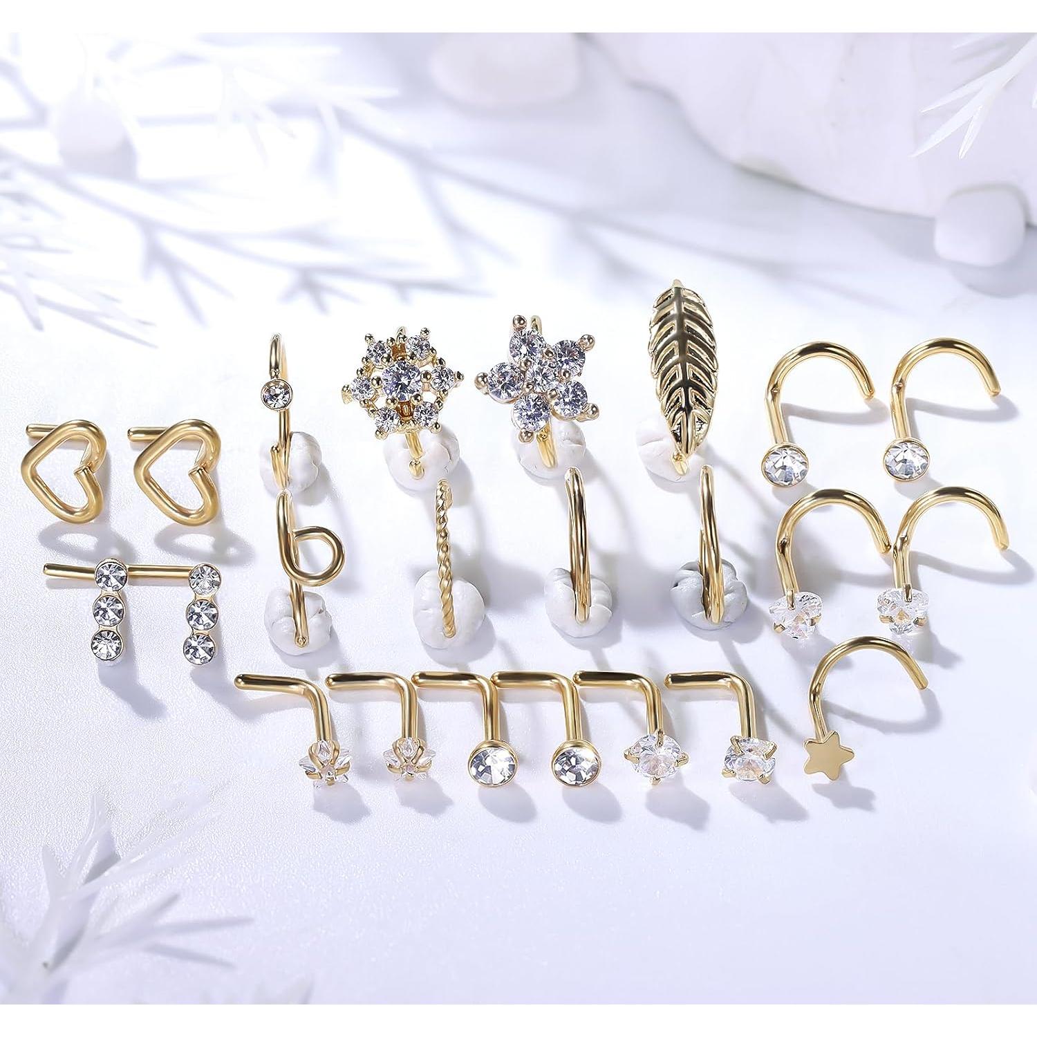 Anillos de Nariz Kridzisw 18G Acero Quirúrgico Hipoalergénico 42pcs