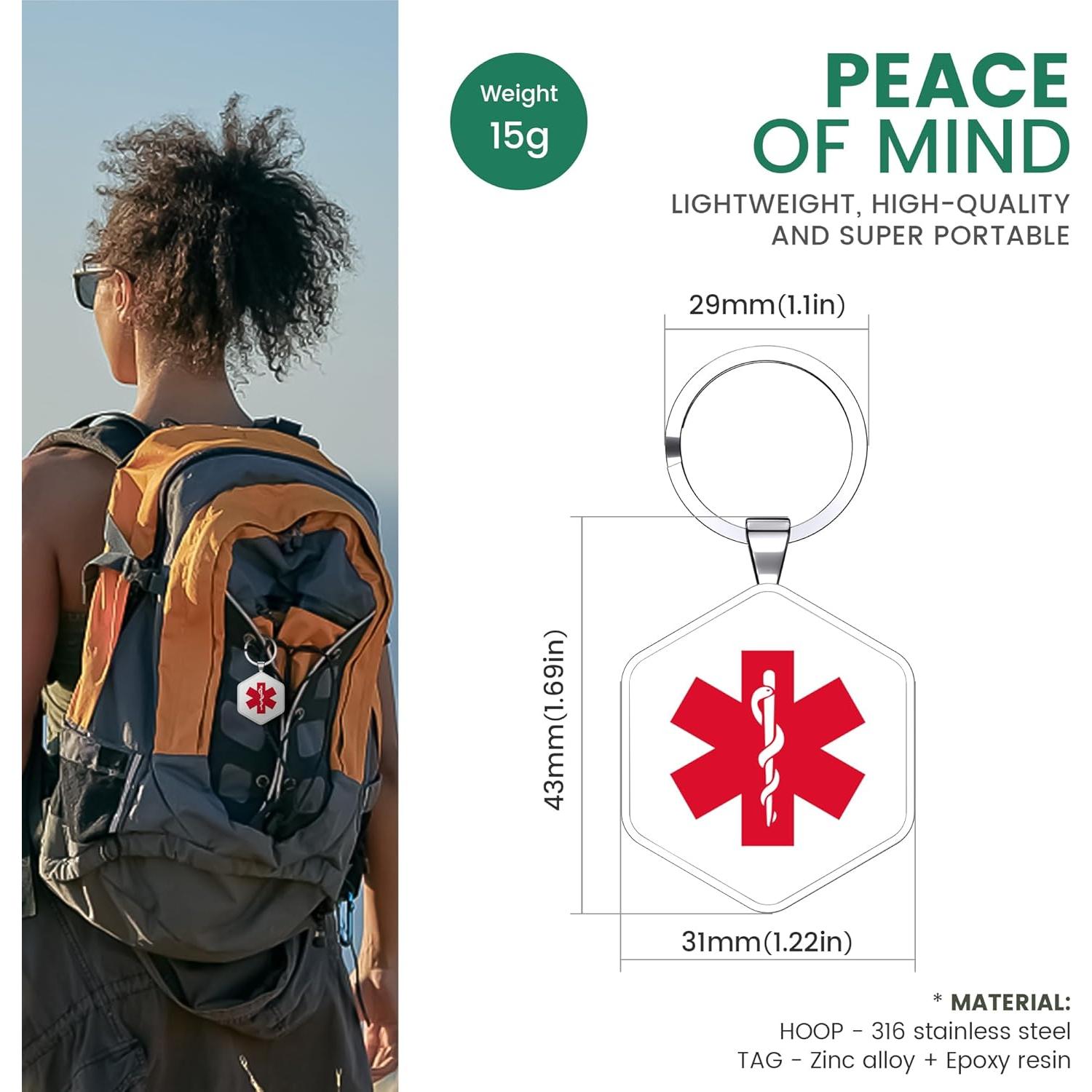 Etiqueta ID Médica QR KEKHEALTH 2PCS para Emergencias