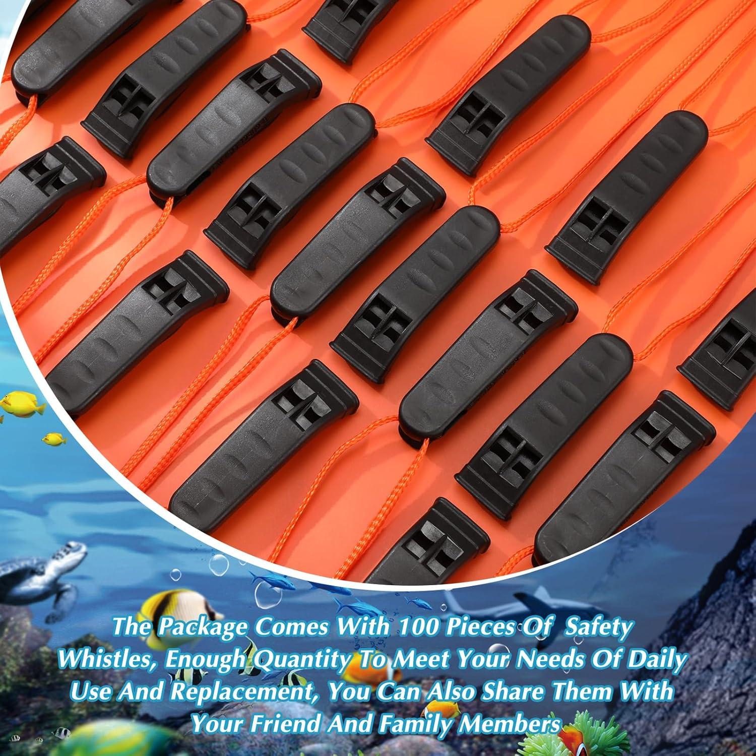 100 Silbatos de Emergencia Sotiff con Cordón Negro 120 dB