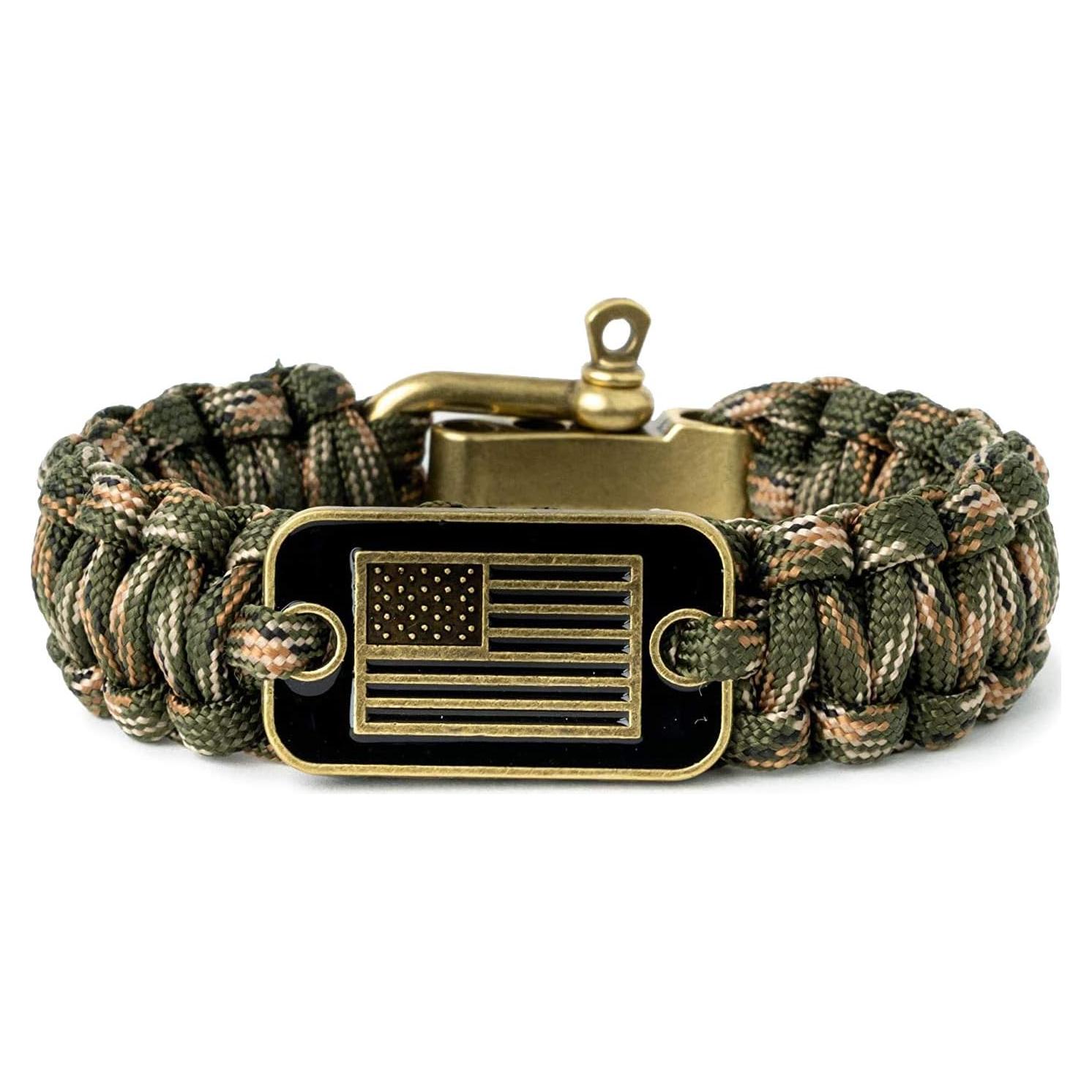 Pulsera Táctica de Supervivencia iHeartDogs Verde Camo 19.05 cm
