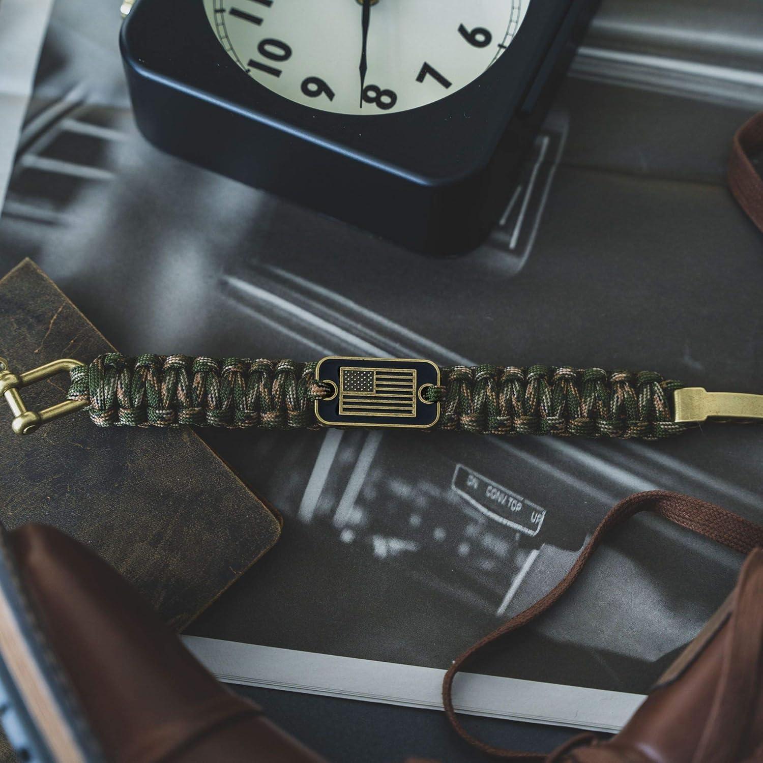 Pulsera Táctica de Supervivencia iHeartDogs Verde Camo 19.05 cm