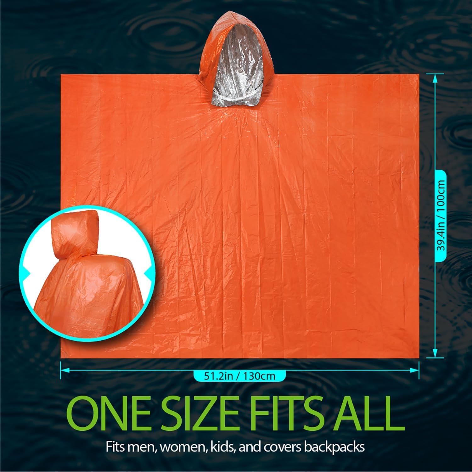 Poncho de Lluvia de Emergencia FosPower 4 Piezas Impermeable