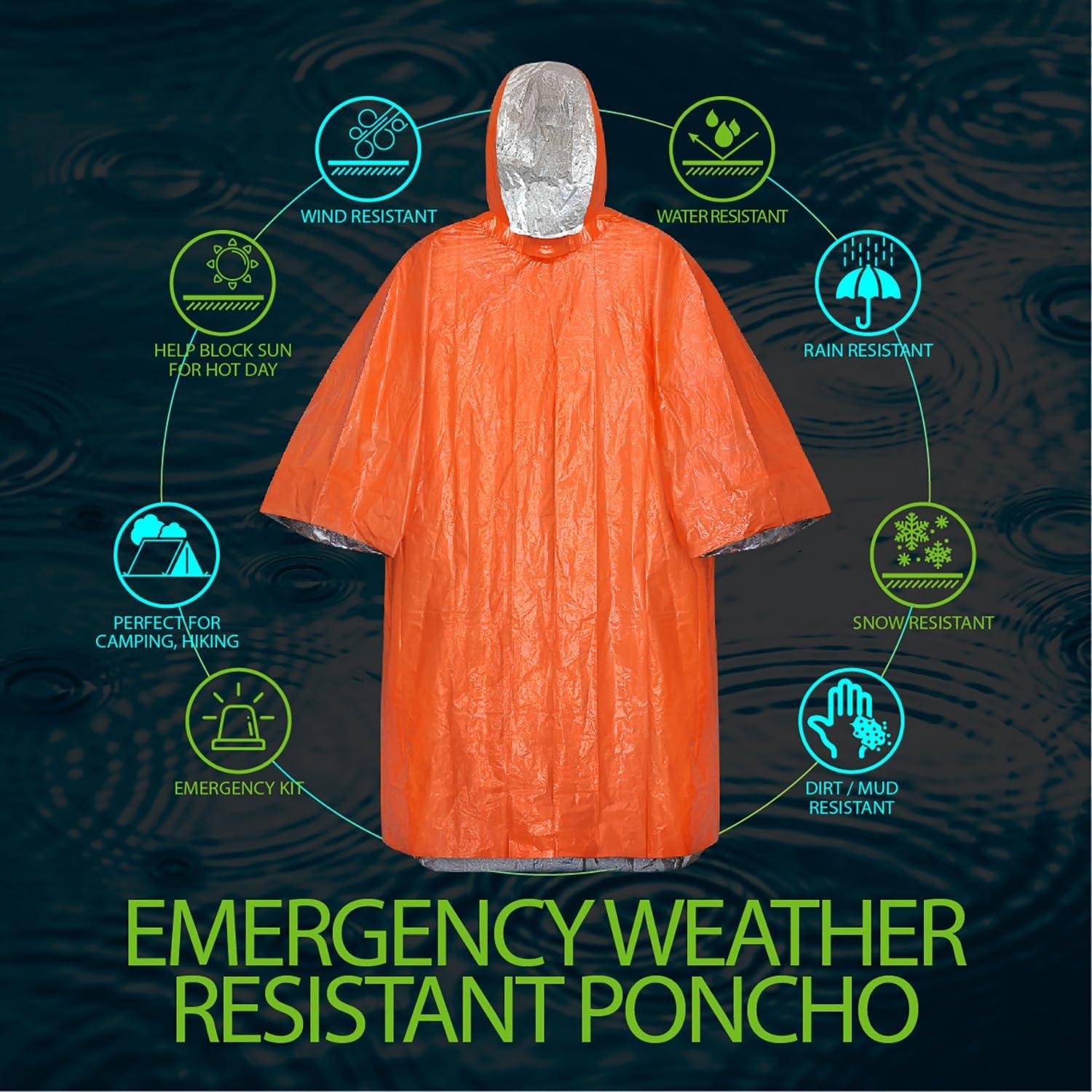 Poncho de Lluvia de Emergencia FosPower 4 Piezas Impermeable