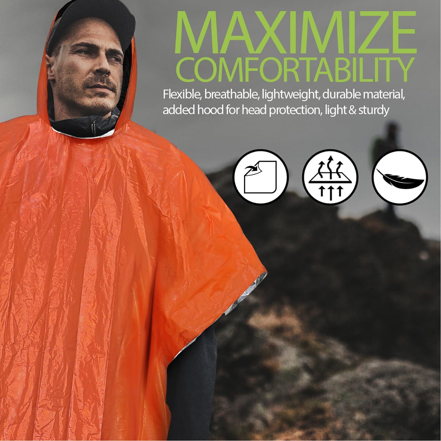 Poncho de Lluvia de Emergencia FosPower 4 Piezas Impermeable