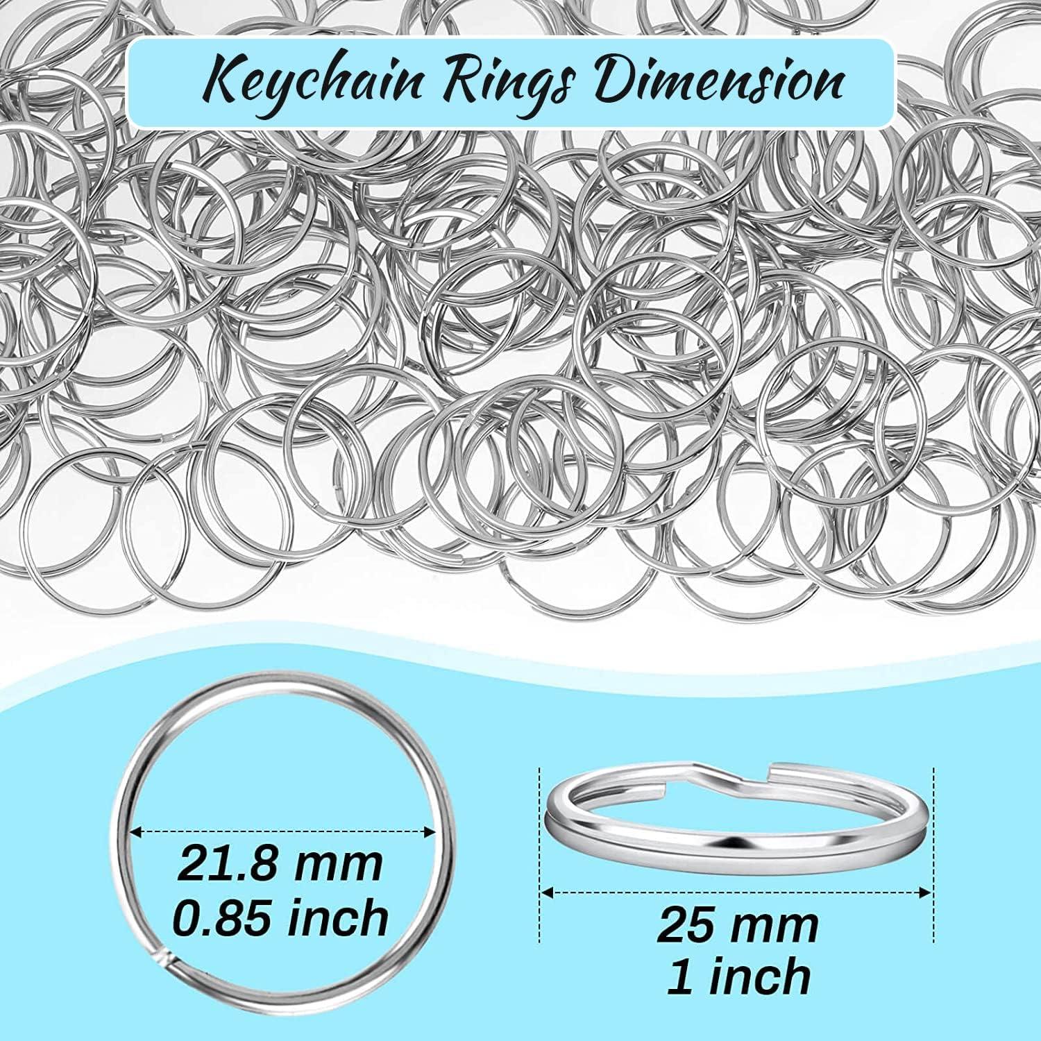 Paxcoo 100 Anillas de Llave Divididas de Metal 2.5 cm Plata