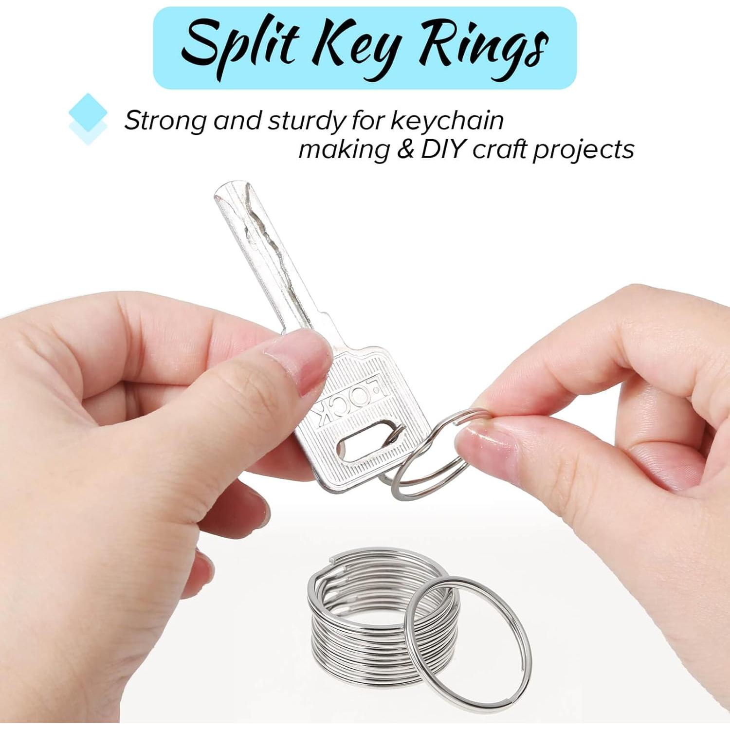 Paxcoo 100 Anillas de Llave Divididas de Metal 2.5 cm Plata