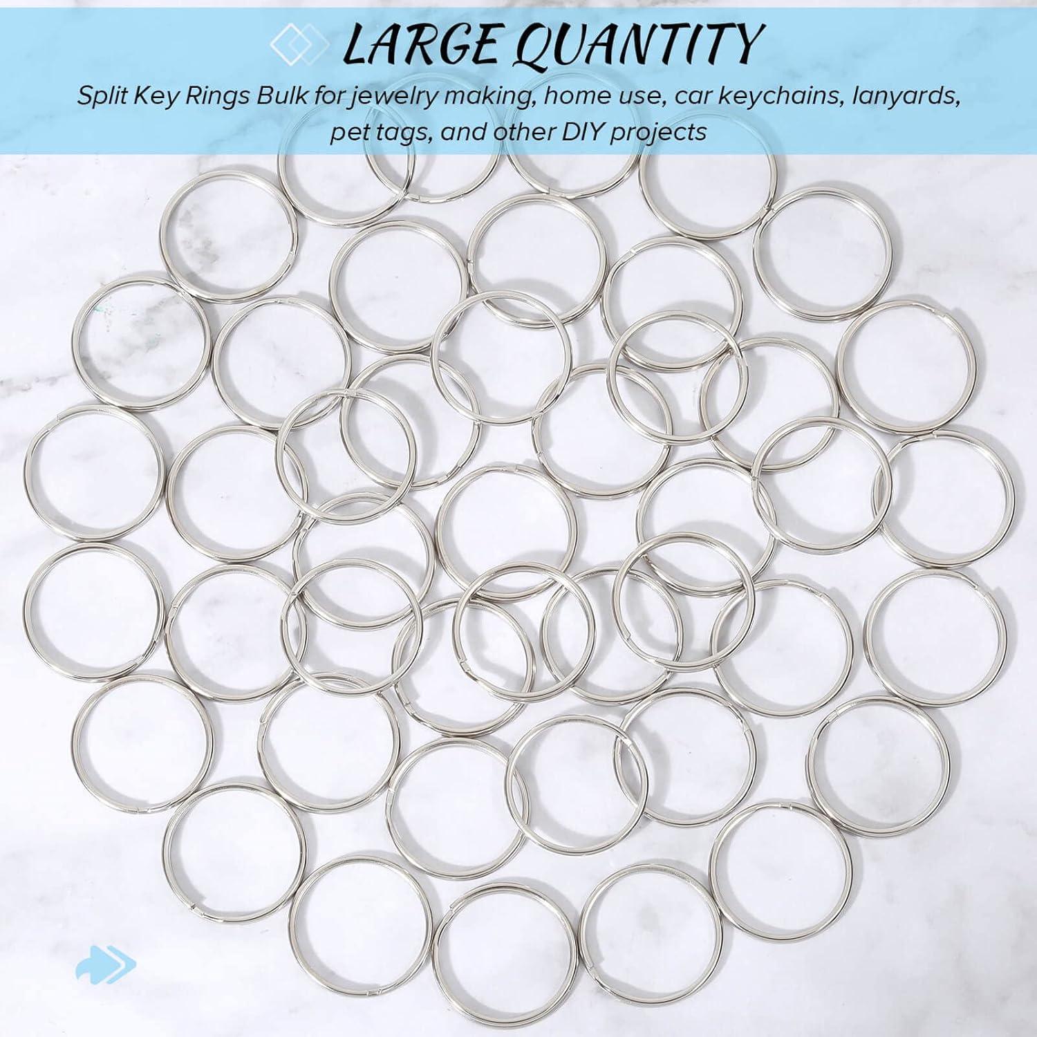 Paxcoo 100 Anillas de Llave Divididas de Metal 2.5 cm Plata