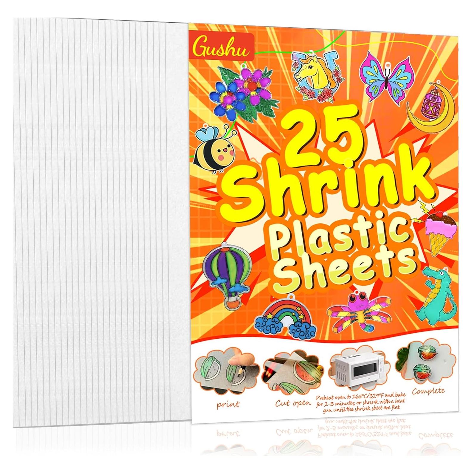 25 Hojas de Plástico Shrinky Dink Gushu 20x14.5cm Manualidades