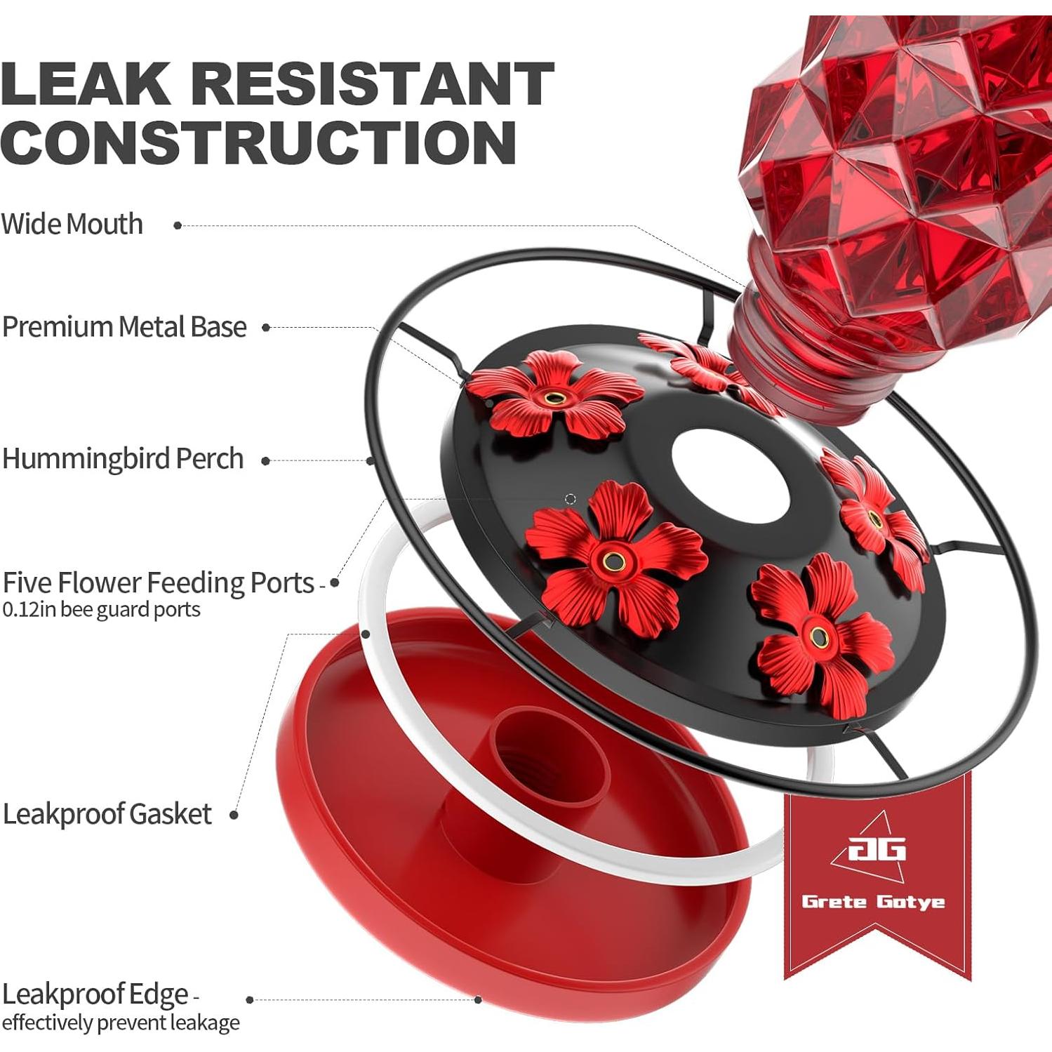 Alimentador de Colibrí de Vidrio Grete Gotye 1.6L 2 Paquetes