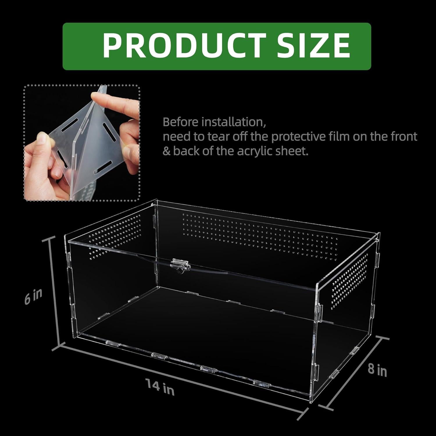 Terrario Acrílico UCandy 15.24x20.32x35.56 cm para Reptiles