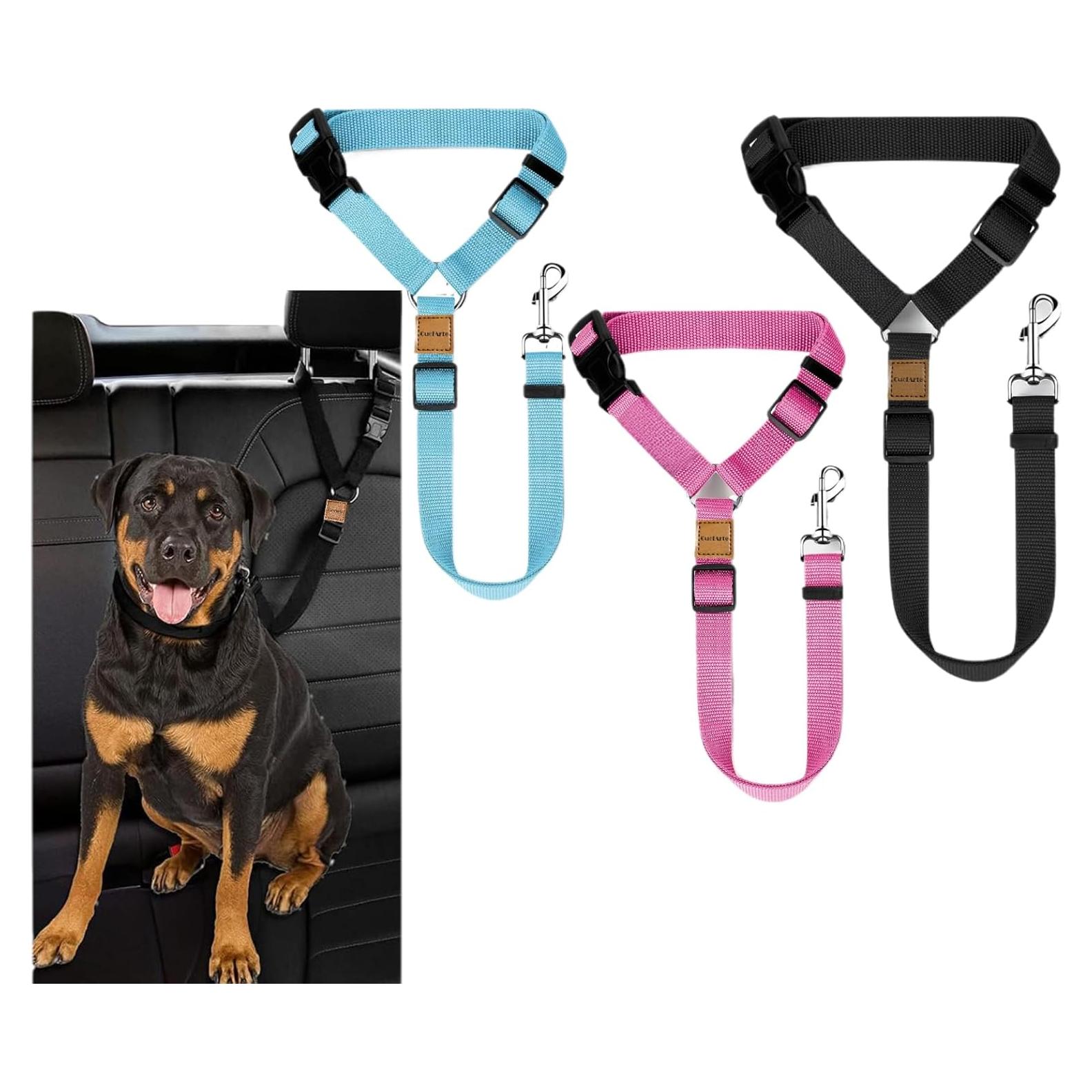 Paquete de 3 Cinturones de Seguridad para Perros CuoiArte