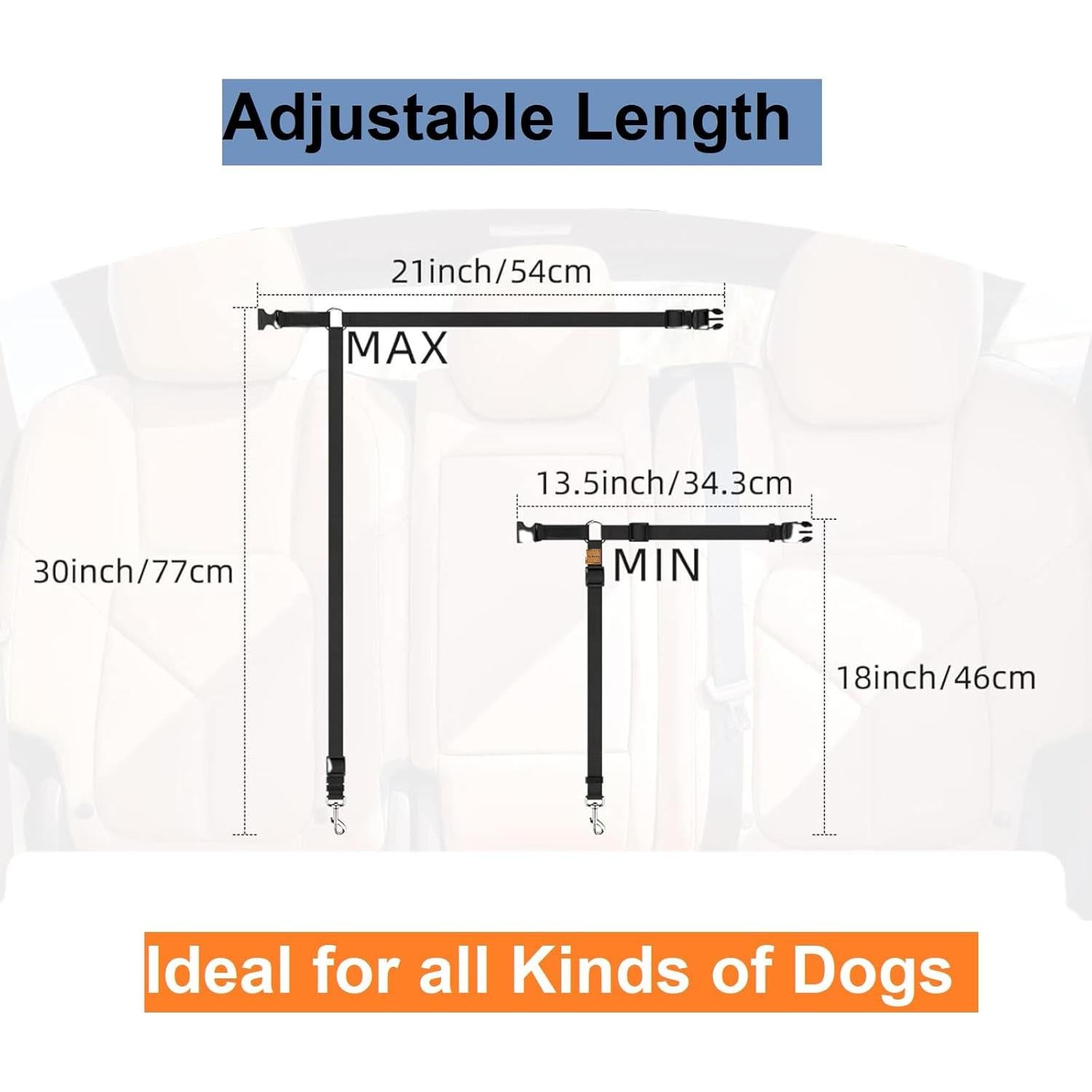 Paquete de 3 Cinturones de Seguridad para Perros CuoiArte