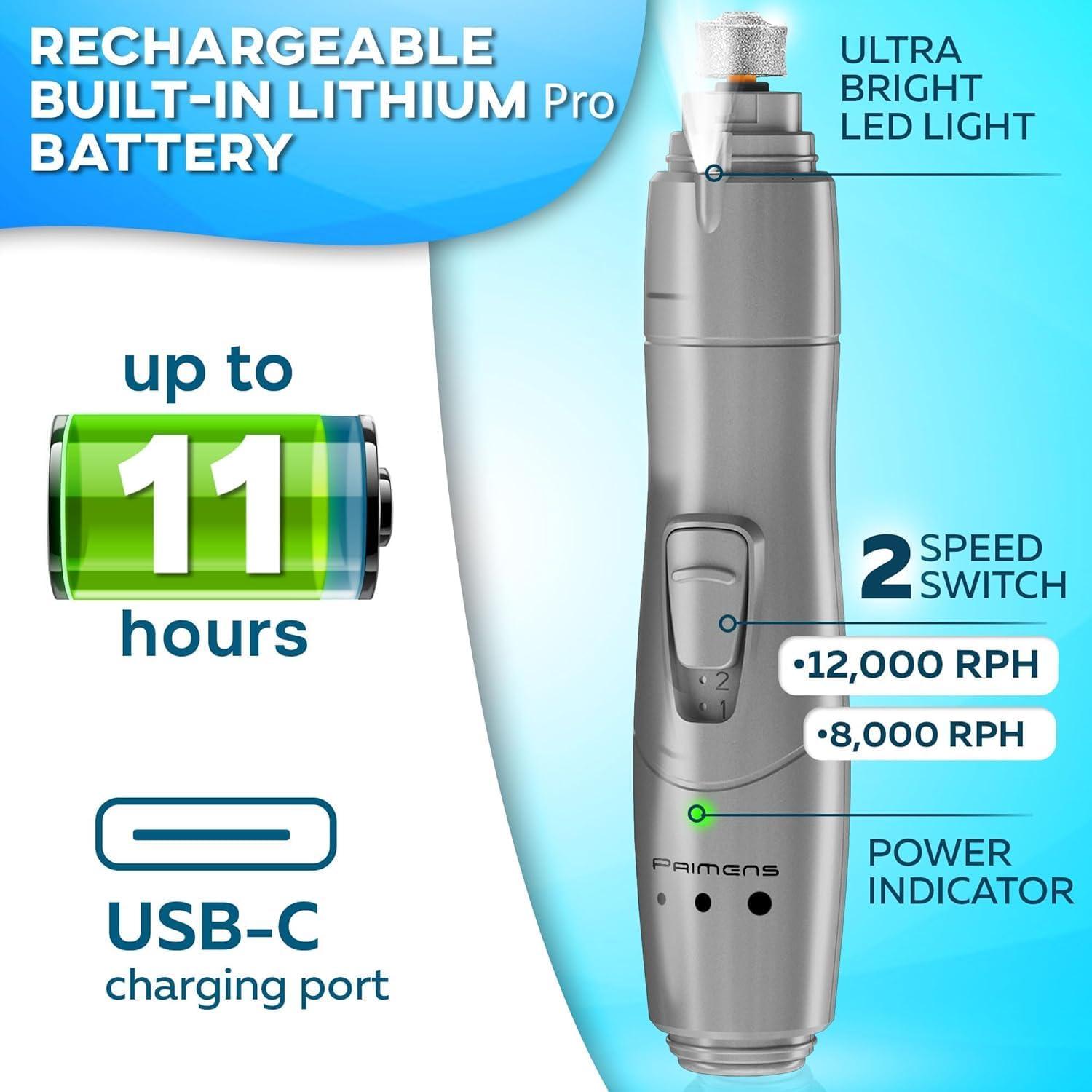 Afilador de Uñas para Perros Primens con Luz LED y 2 Velocidades