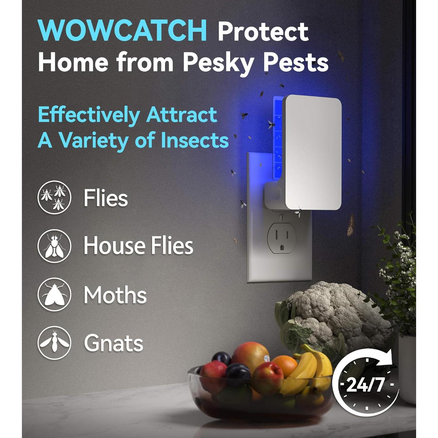 Trampa de Insectos Voladores WowCatch con Luz UV y Adhesivo Doble Cara
