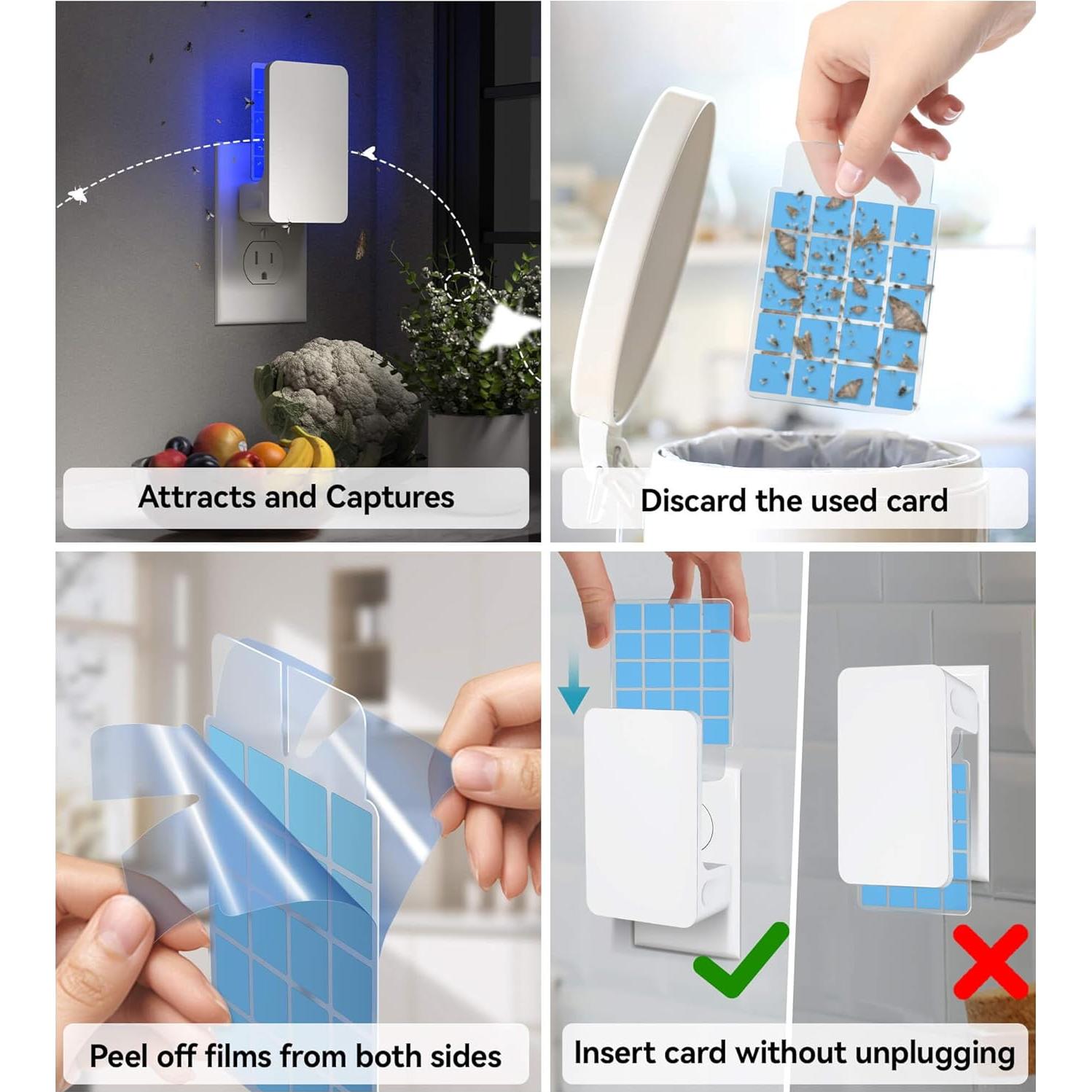 Trampa de Insectos Voladores WowCatch con Luz UV y Adhesivo Doble Cara