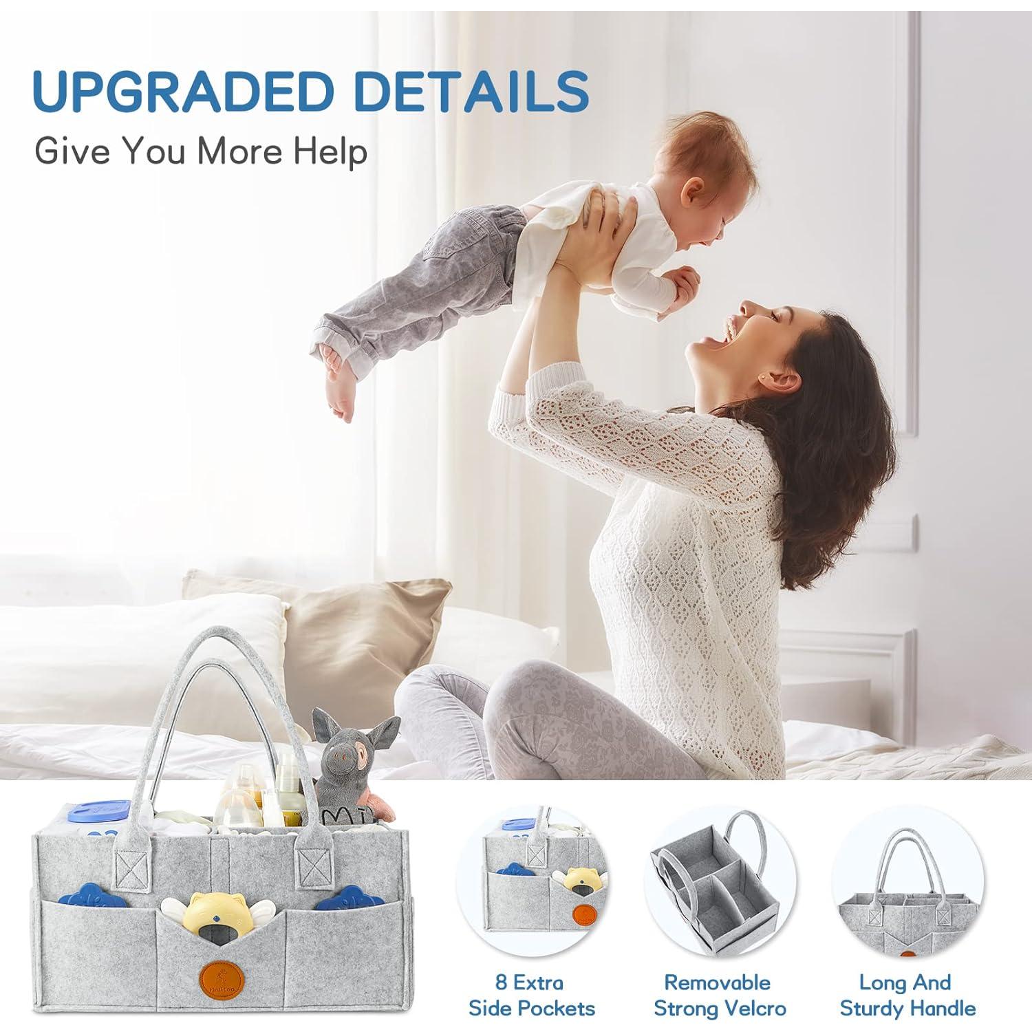 Organizador de Pañales Maliton Gris - Caddy Fieltro 38x22x17 cm